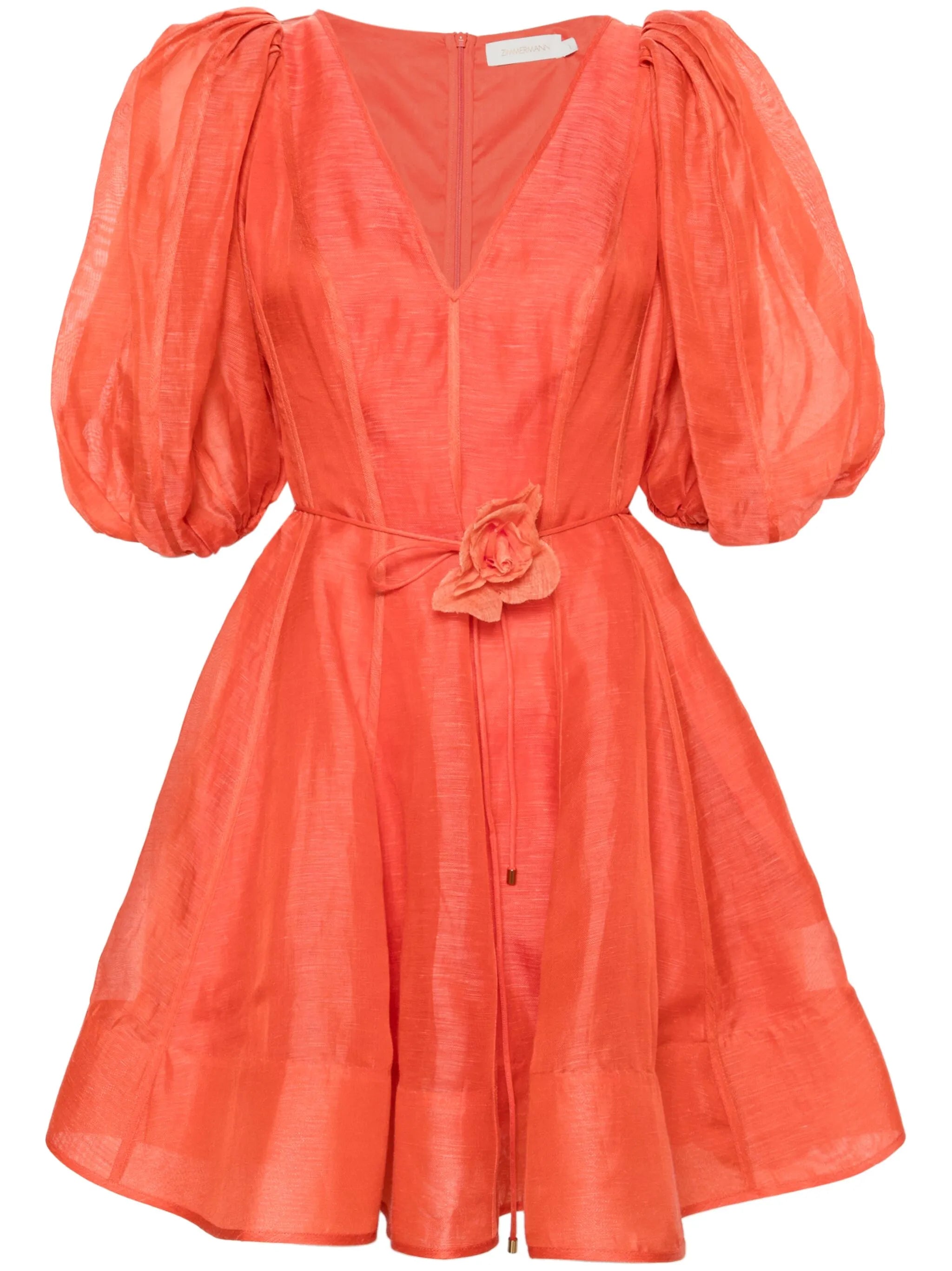floral-appliqué linen-blend dress