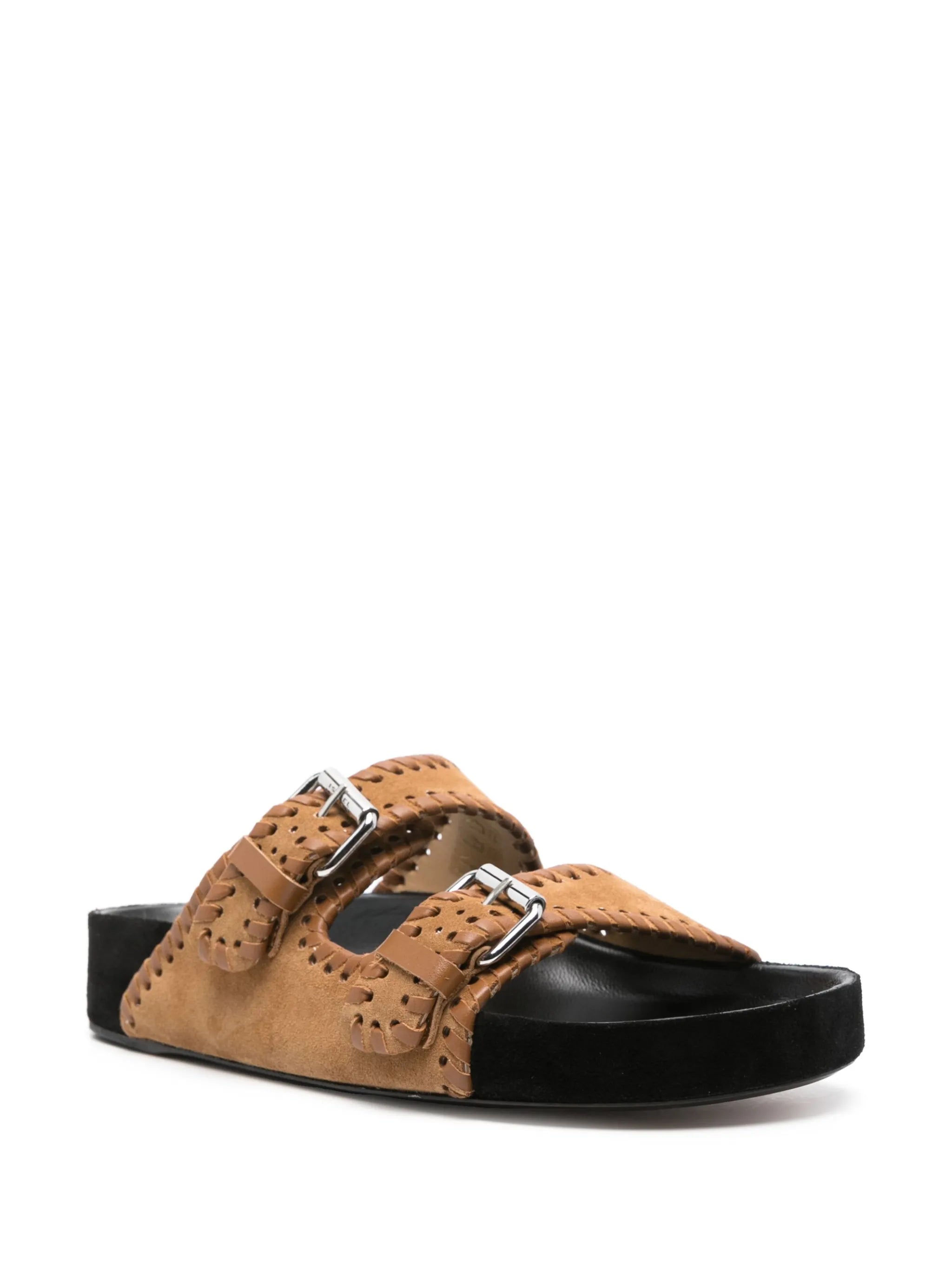 Lennyo buckled suede slides