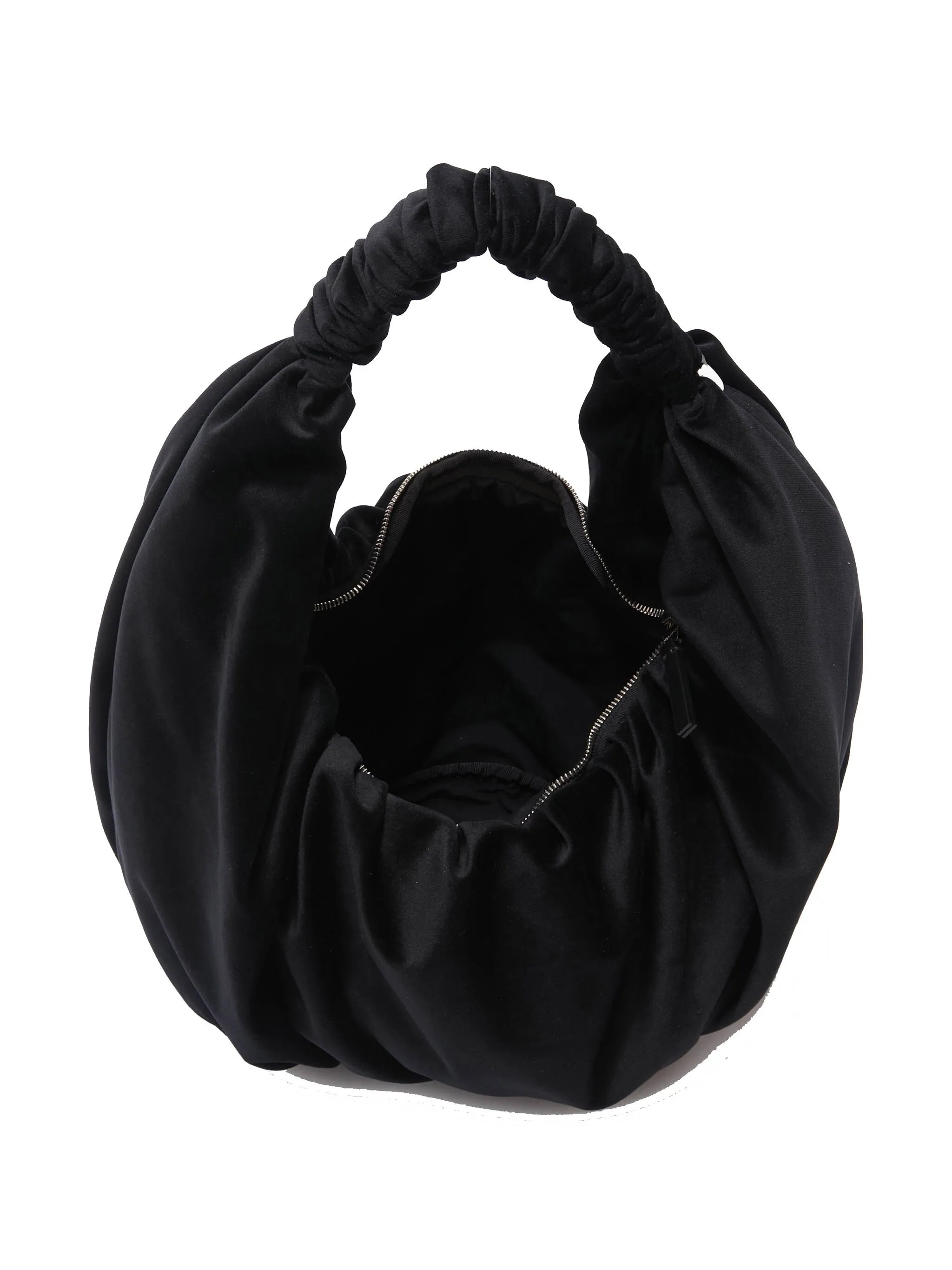 Ruffle Shopper velvet shoulder bag