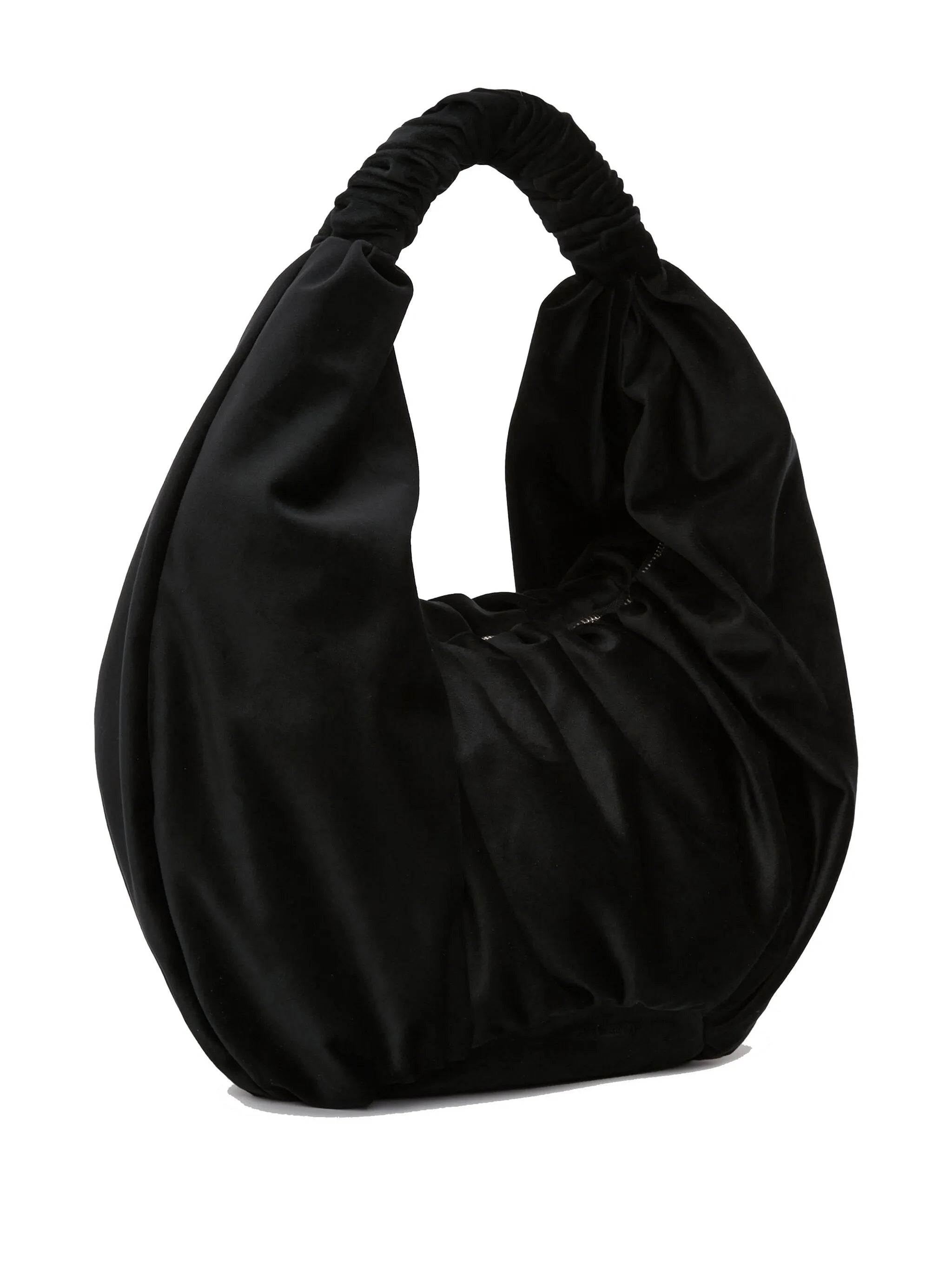 Ruffle Shopper velvet shoulder bag