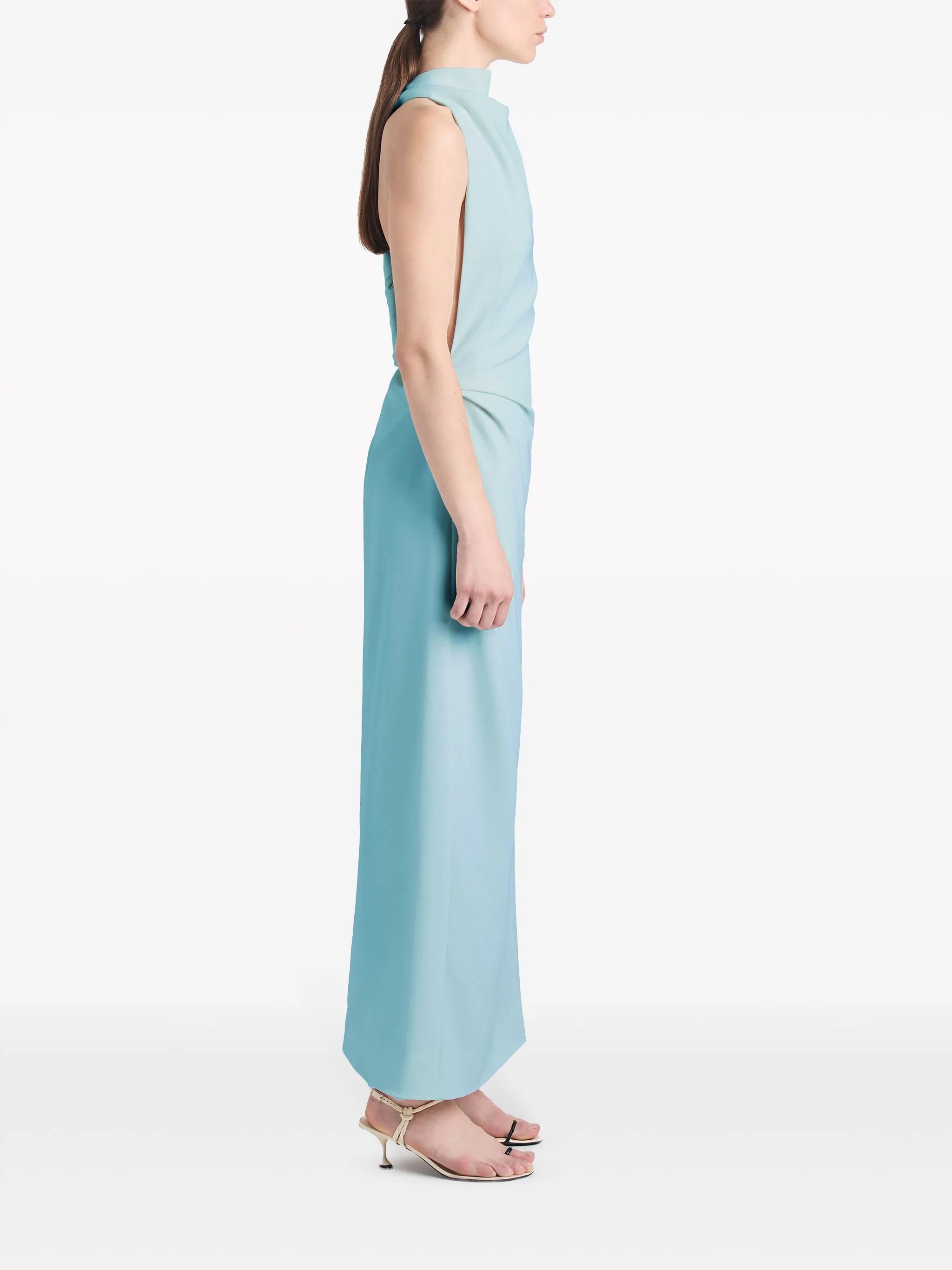 Selena high-neck ruched midi dress