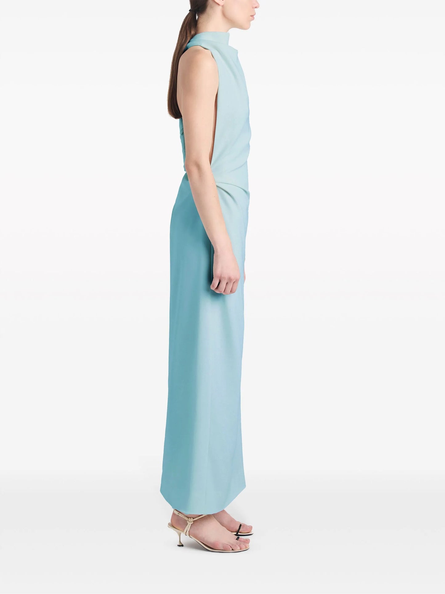 Selena high-neck ruched midi dress