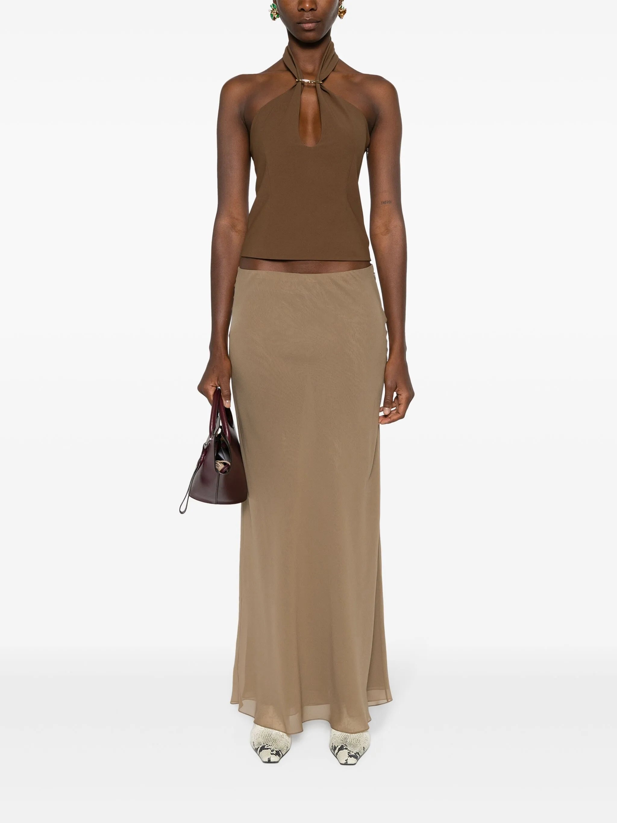 Mauva silk A-Line skirt