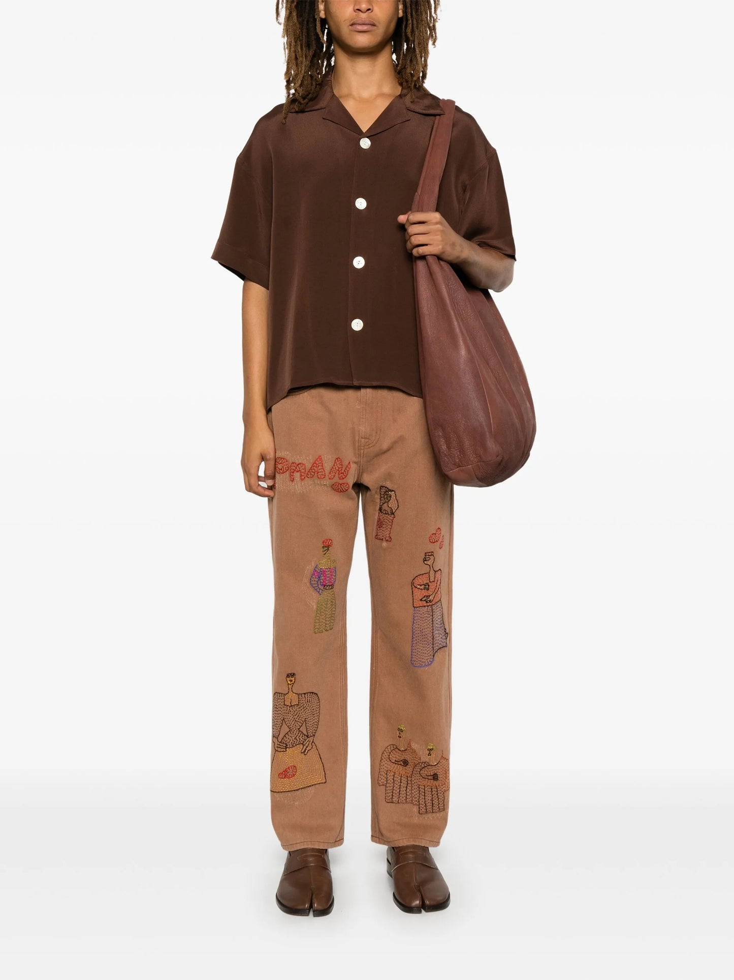 motif-embroidered jeans