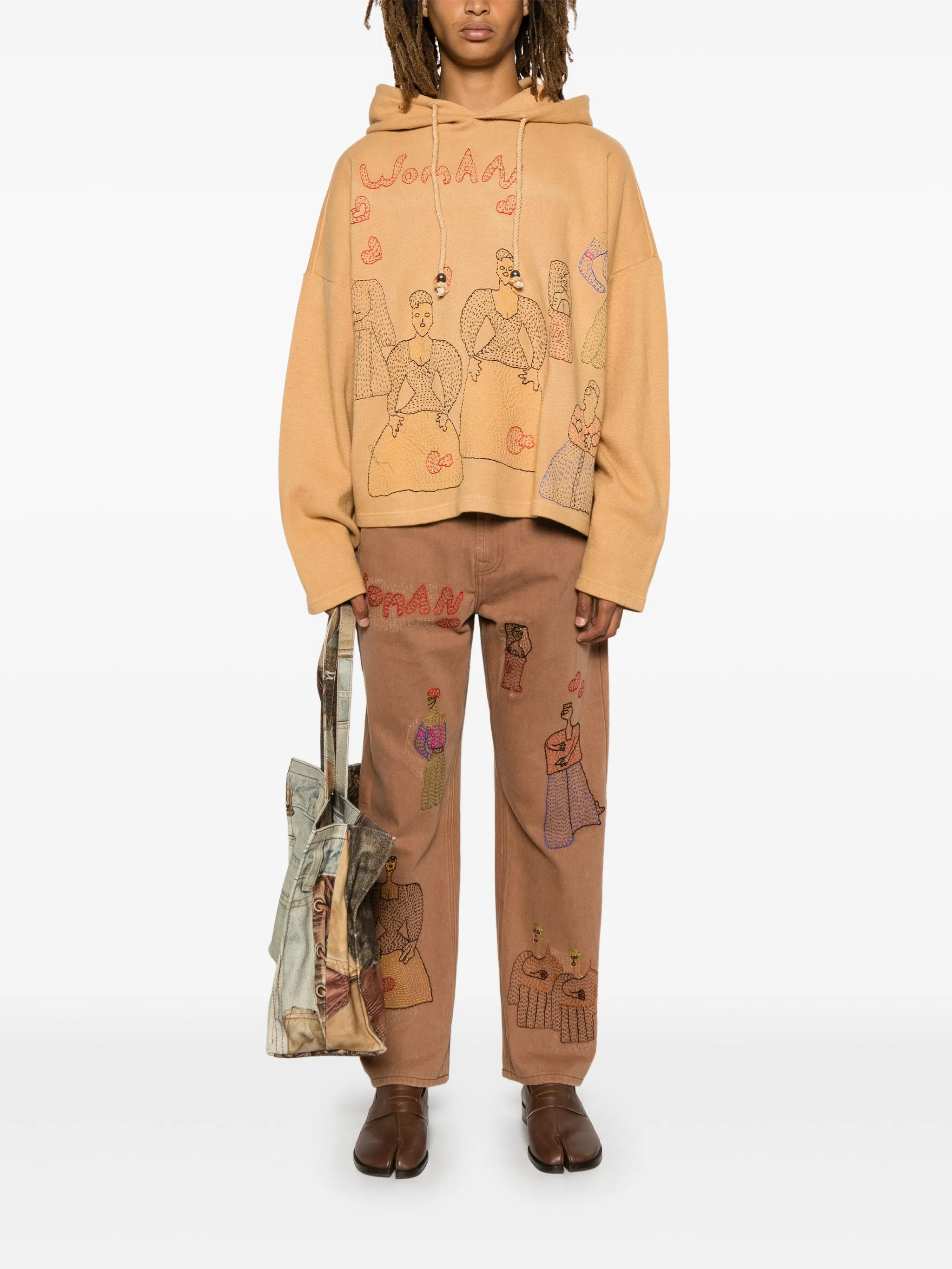 motif-embroidered hoodie