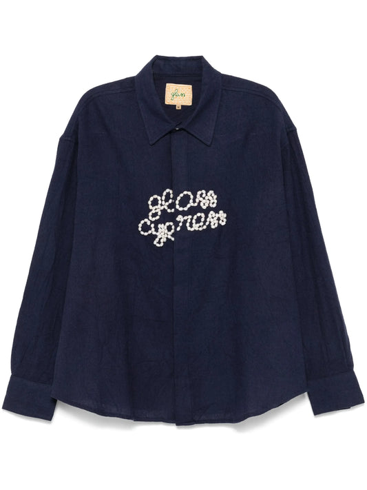 faux-pearl detail shirt