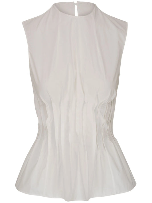 Westin pleated cotton-poplin top