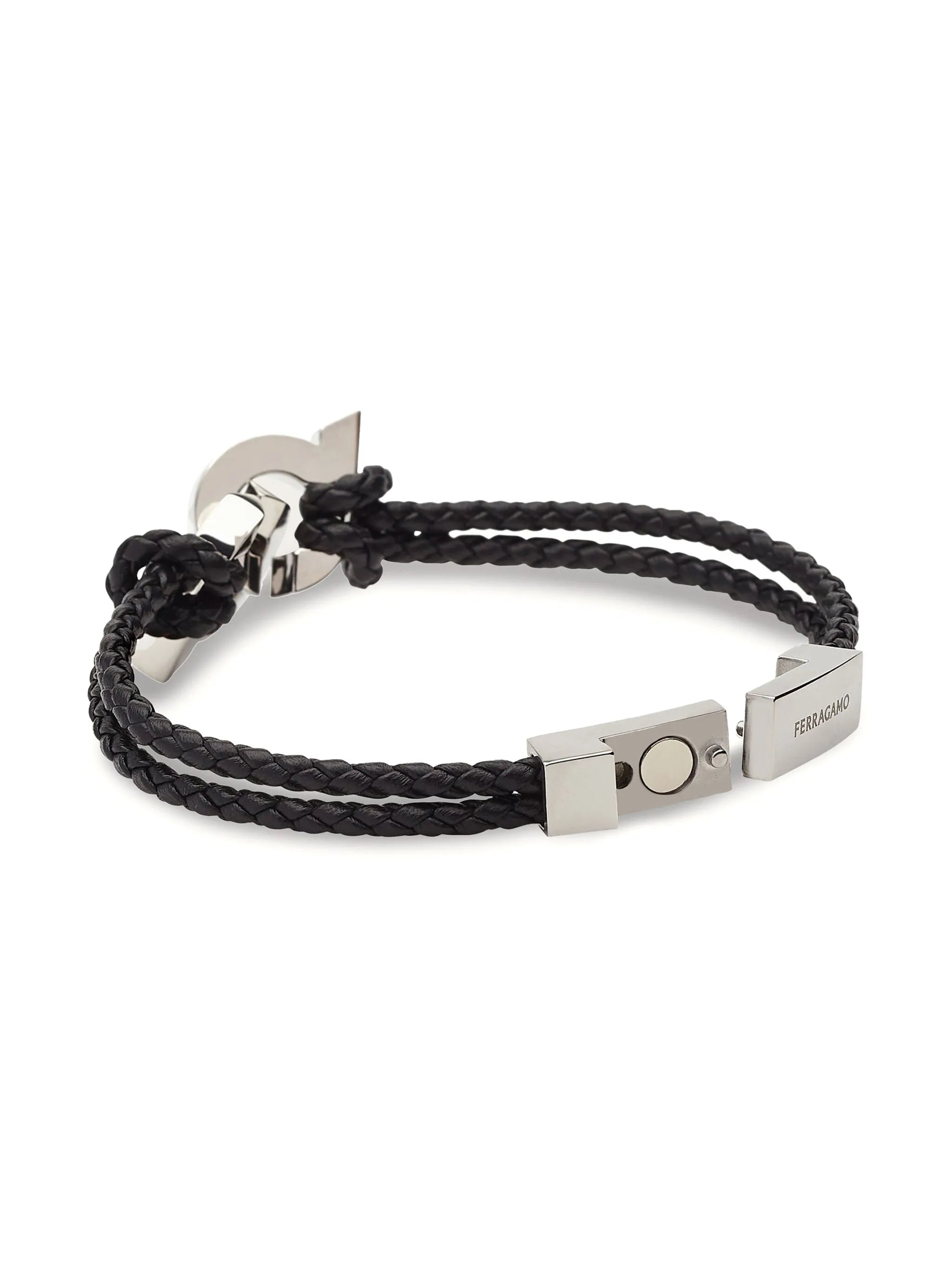 Gancini braided leather bracelet
