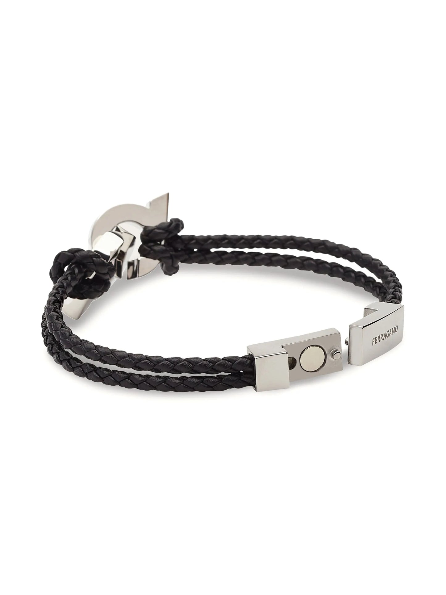 Gancini braided leather bracelet