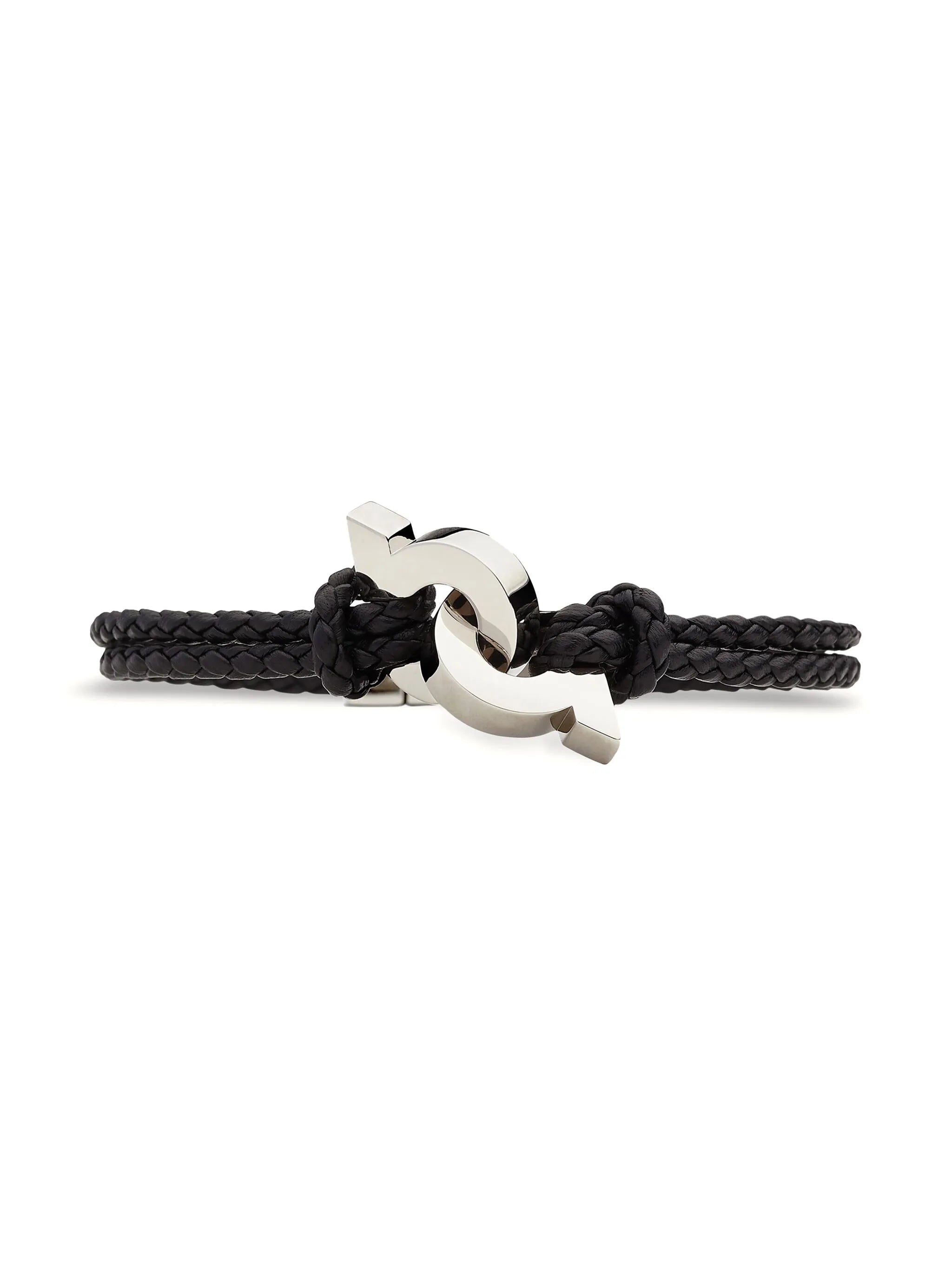 Gancini braided leather bracelet