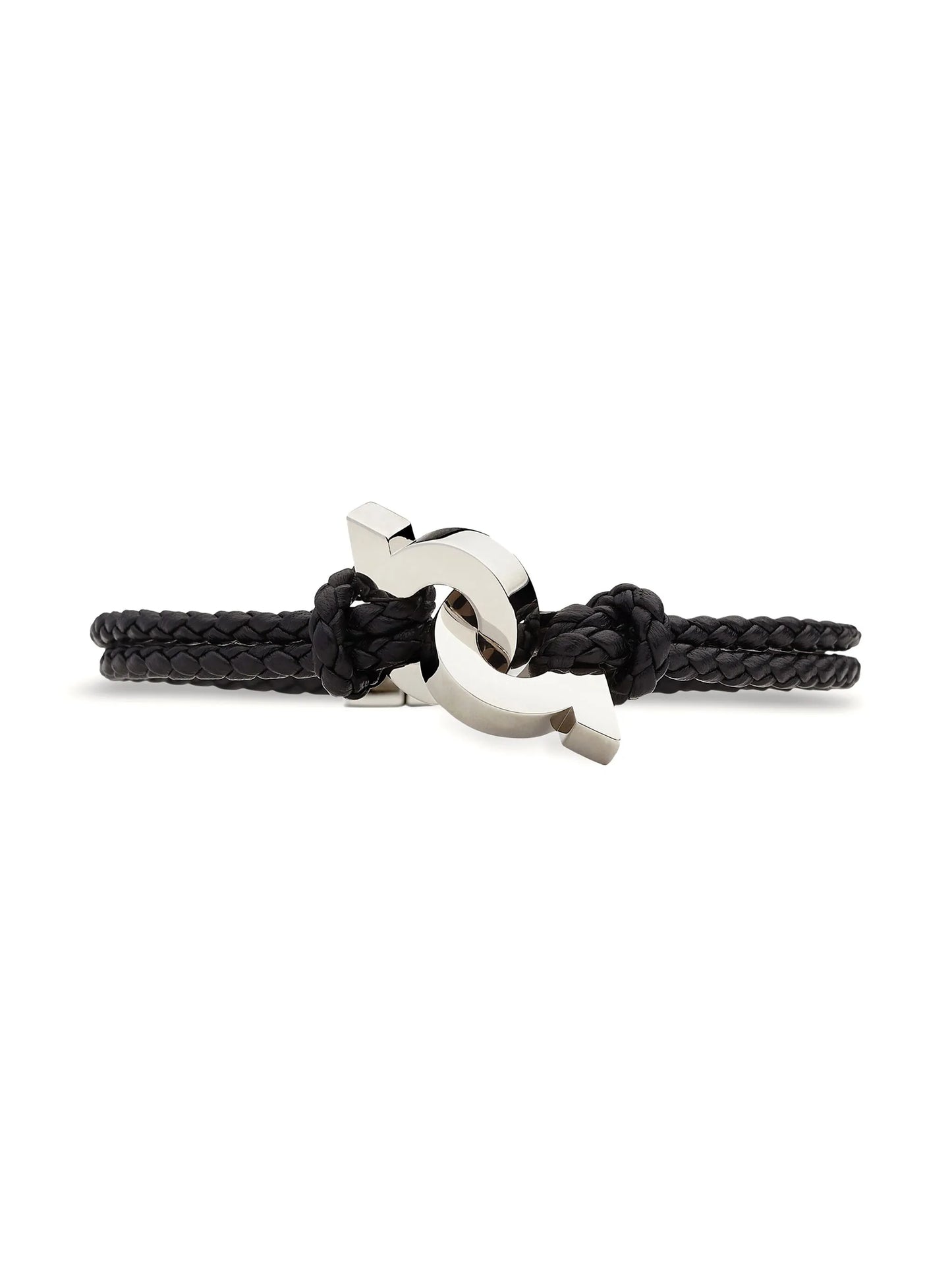 Gancini braided leather bracelet