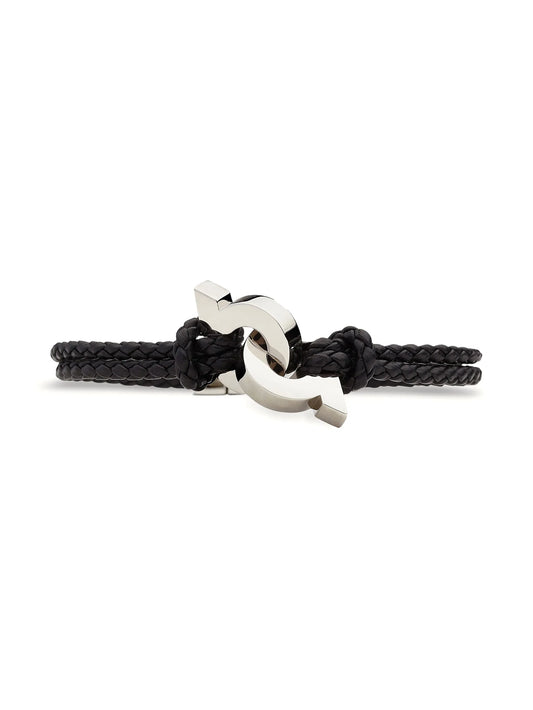 Gancini braided leather bracelet