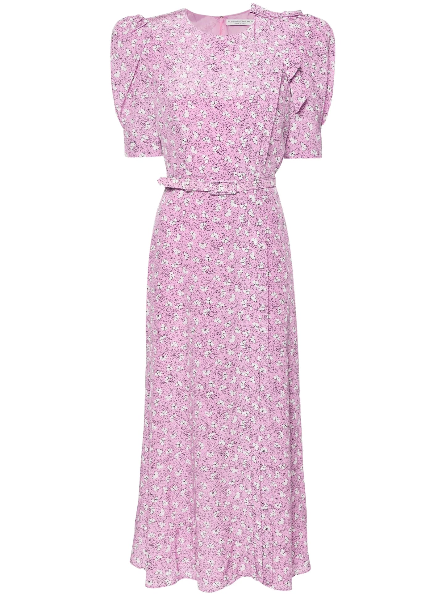 clover-print silk midi dress