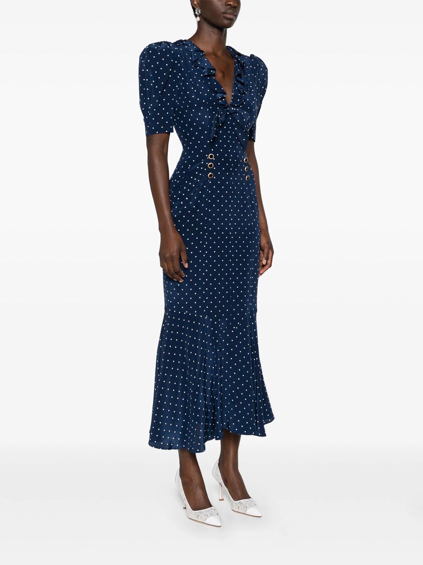 polka dot-print midi dress