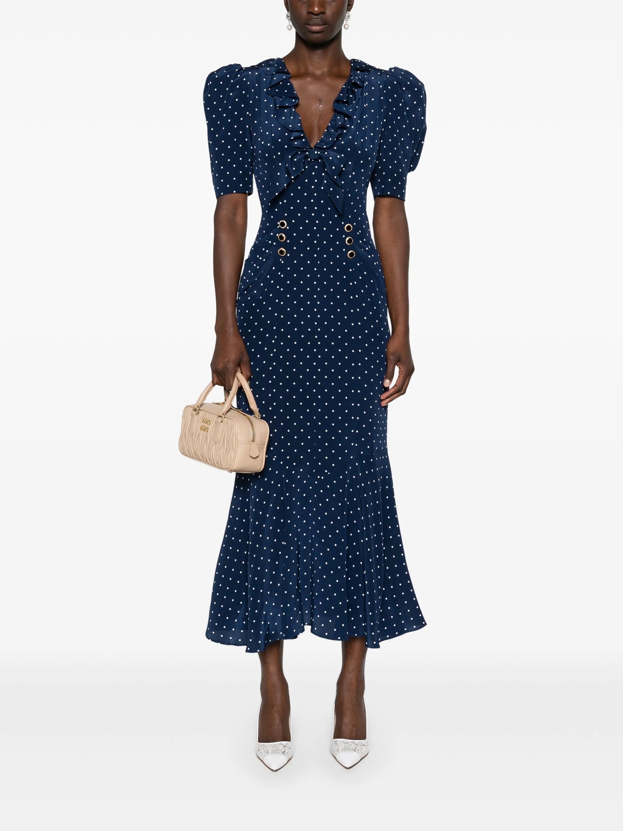 polka dot-print midi dress