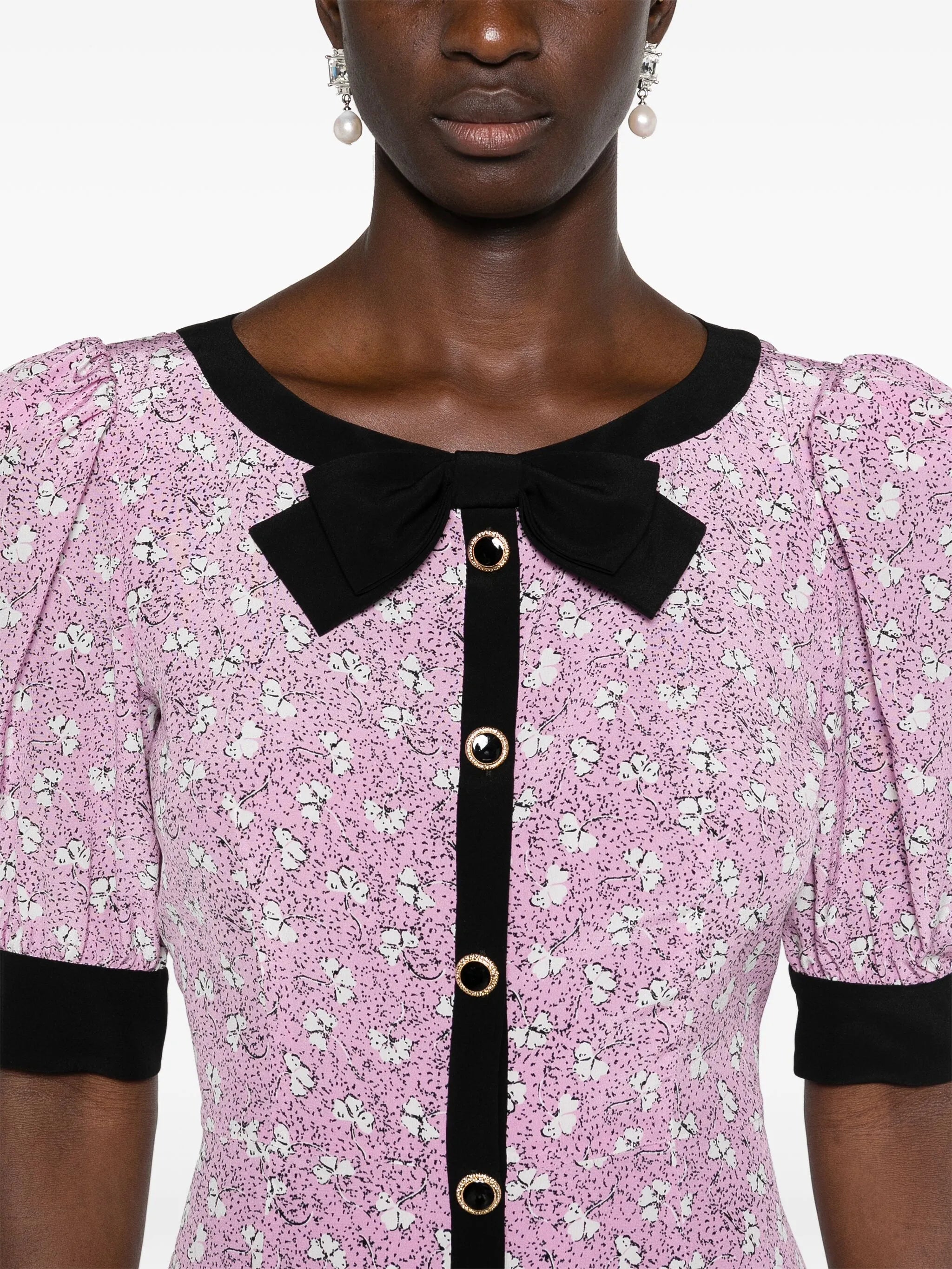 bow-detail silk minidress