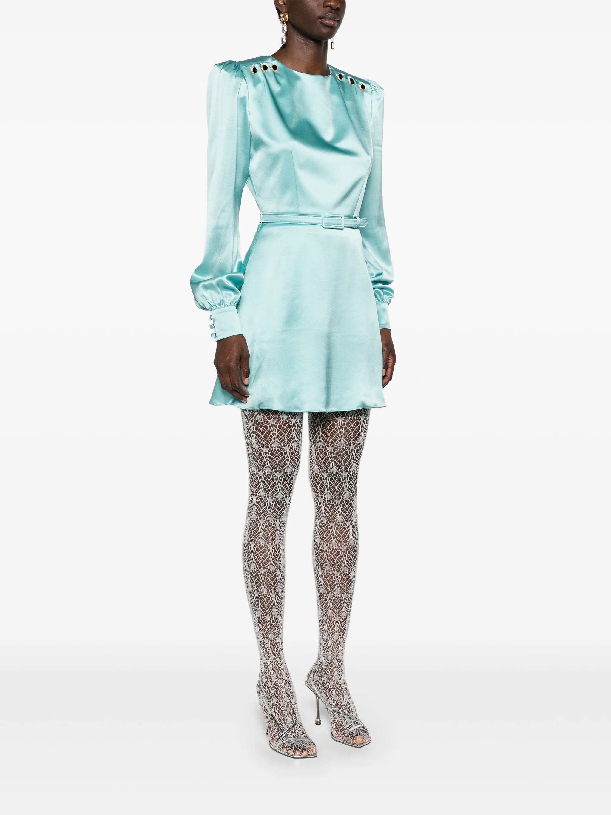 belted silk minidress