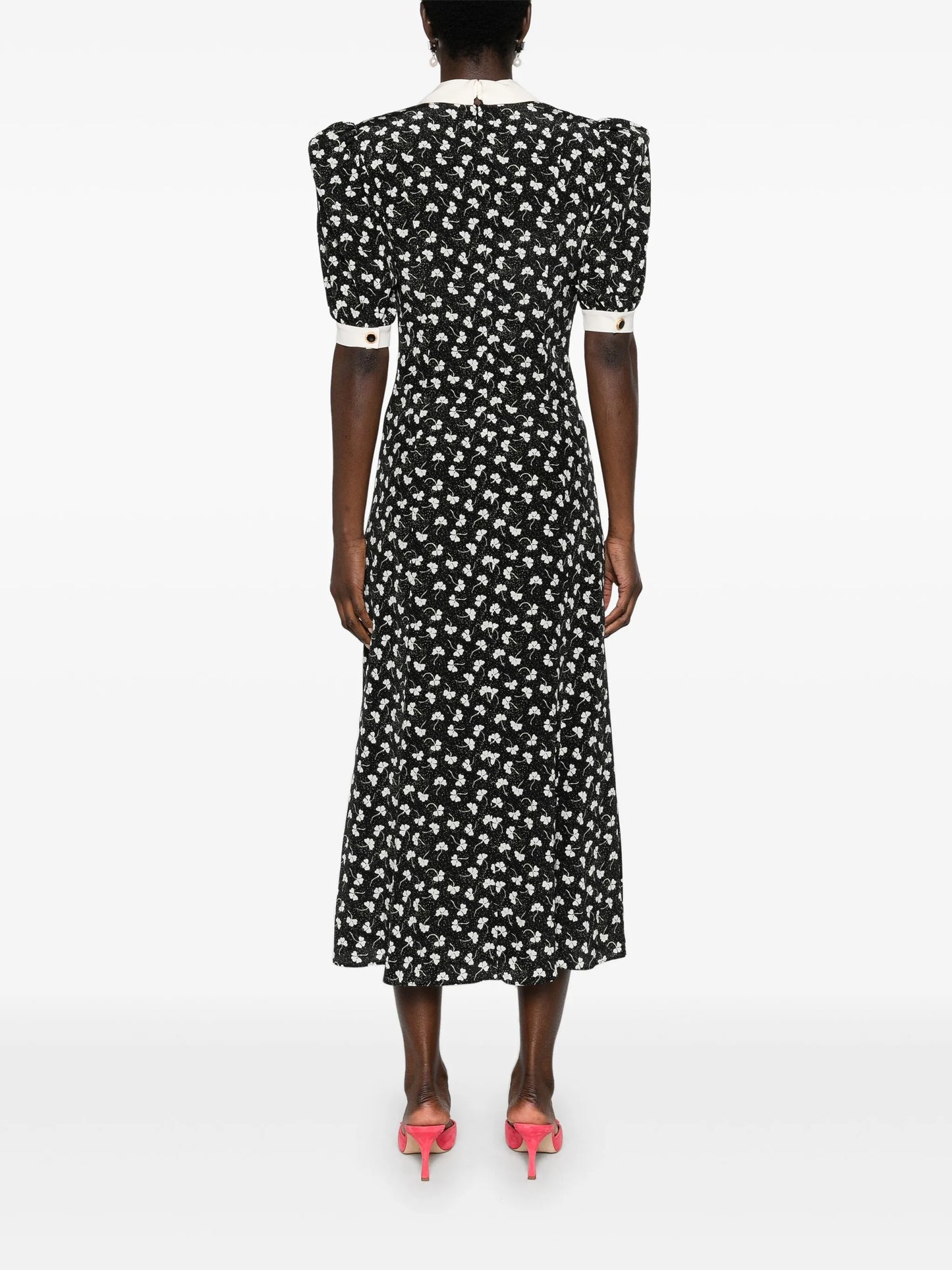 bow-detail silk midi dress