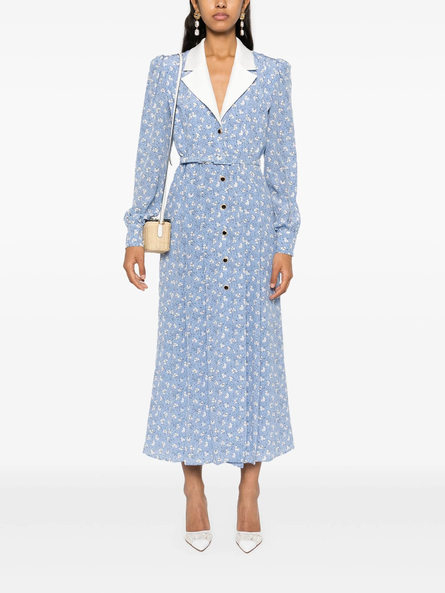 clover-print midi dress