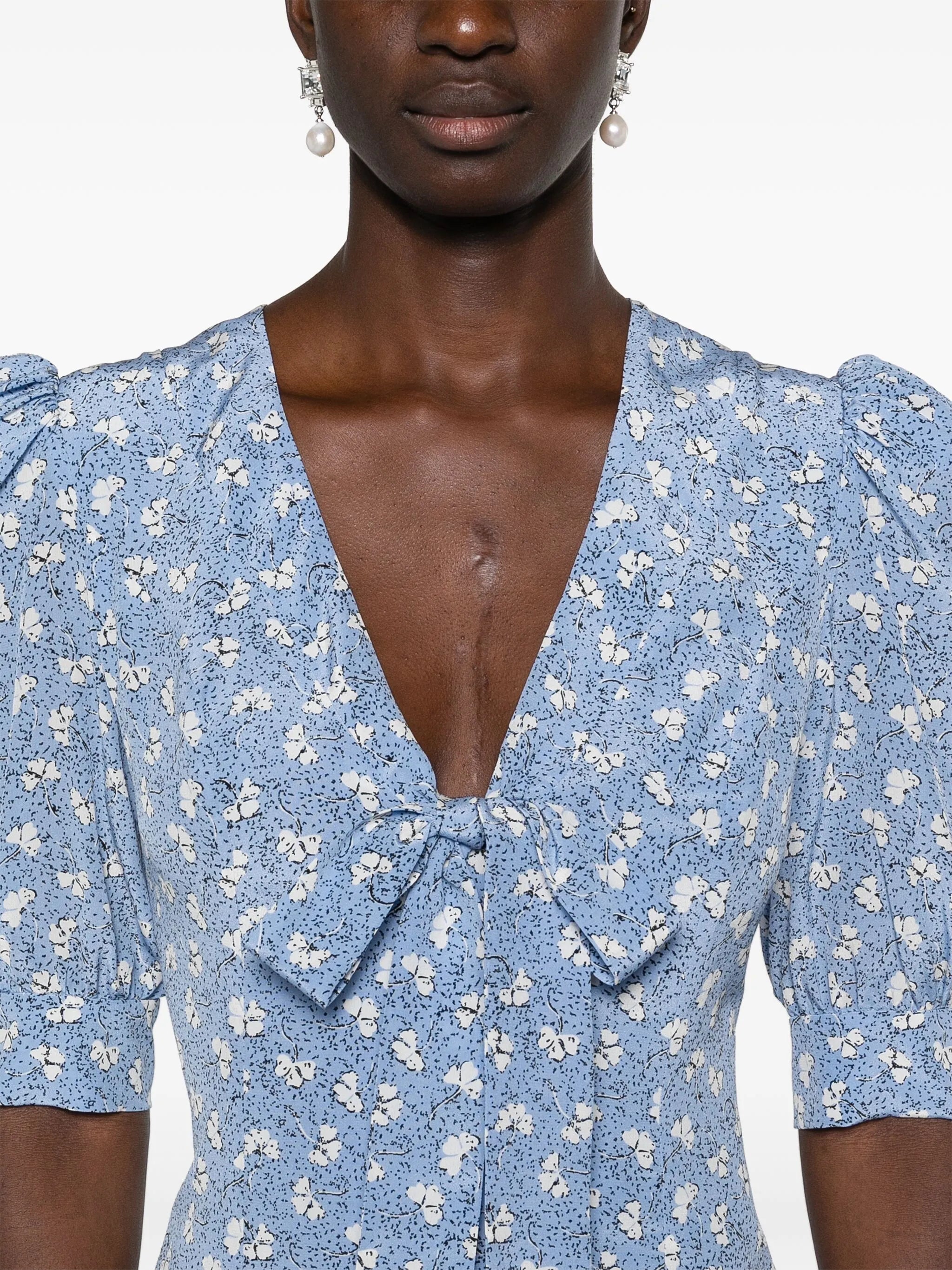 bow-detail silk minidress