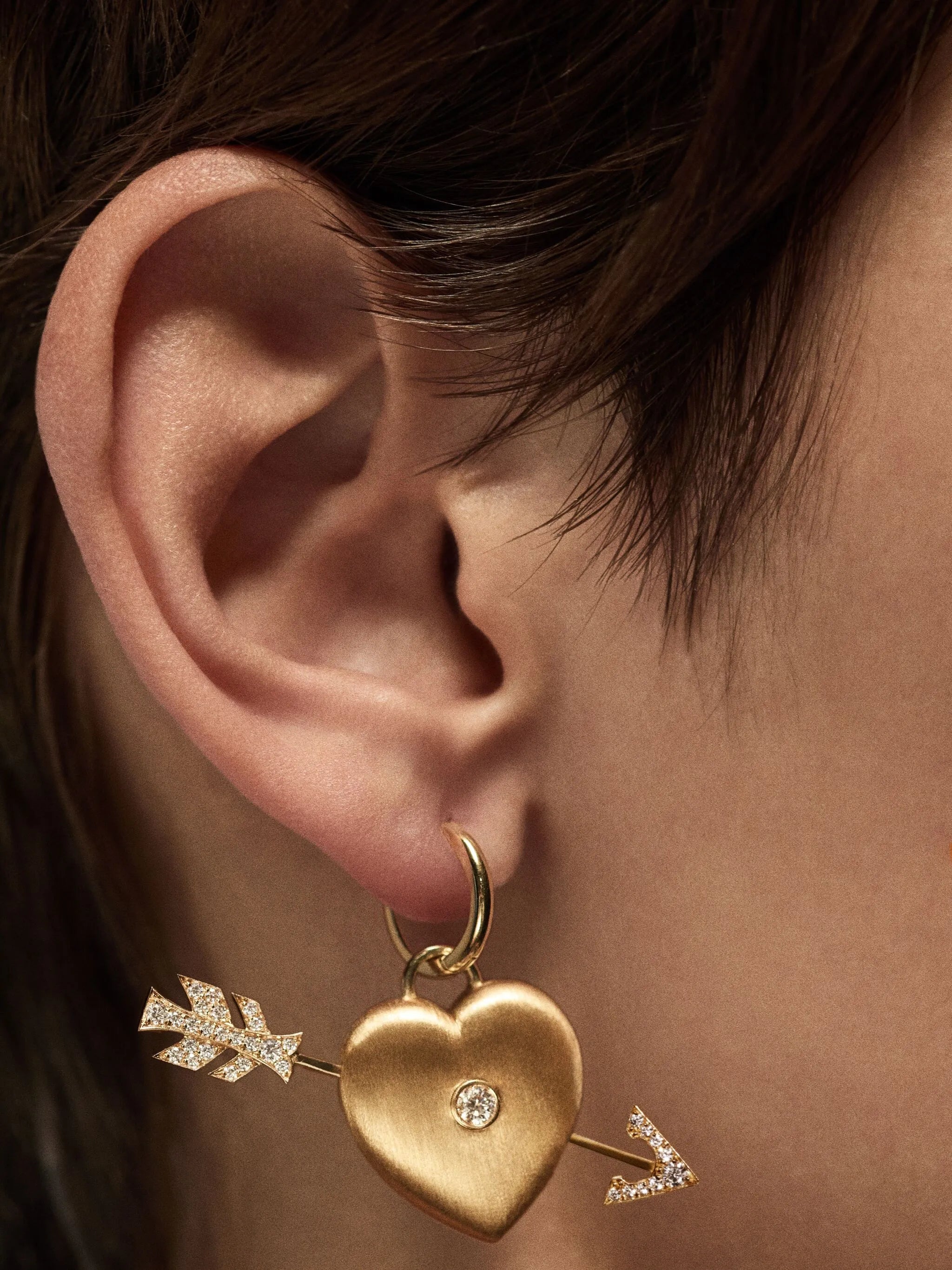 18kt yellow gold heart diamond pendant