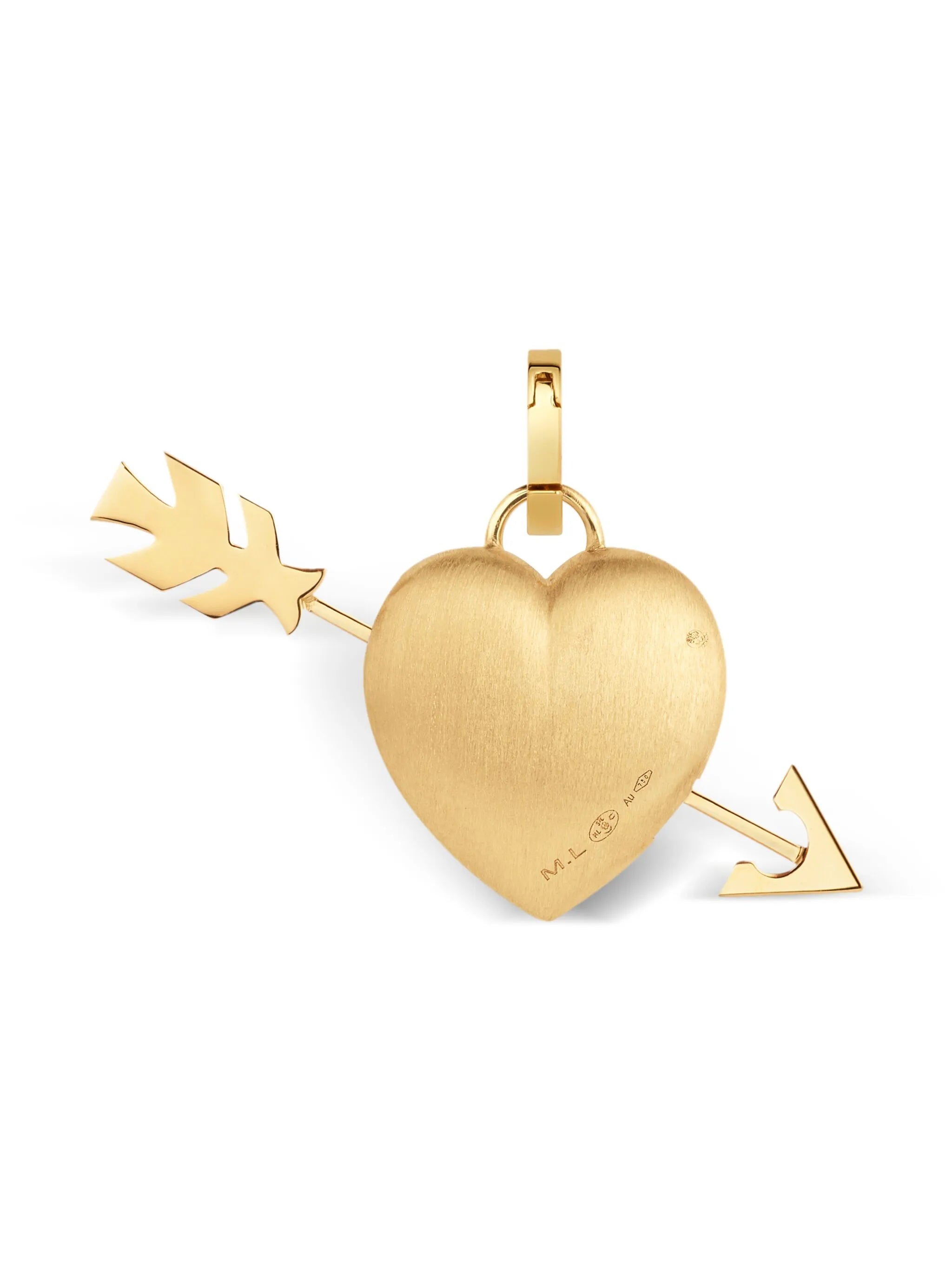 18kt yellow gold heart diamond pendant