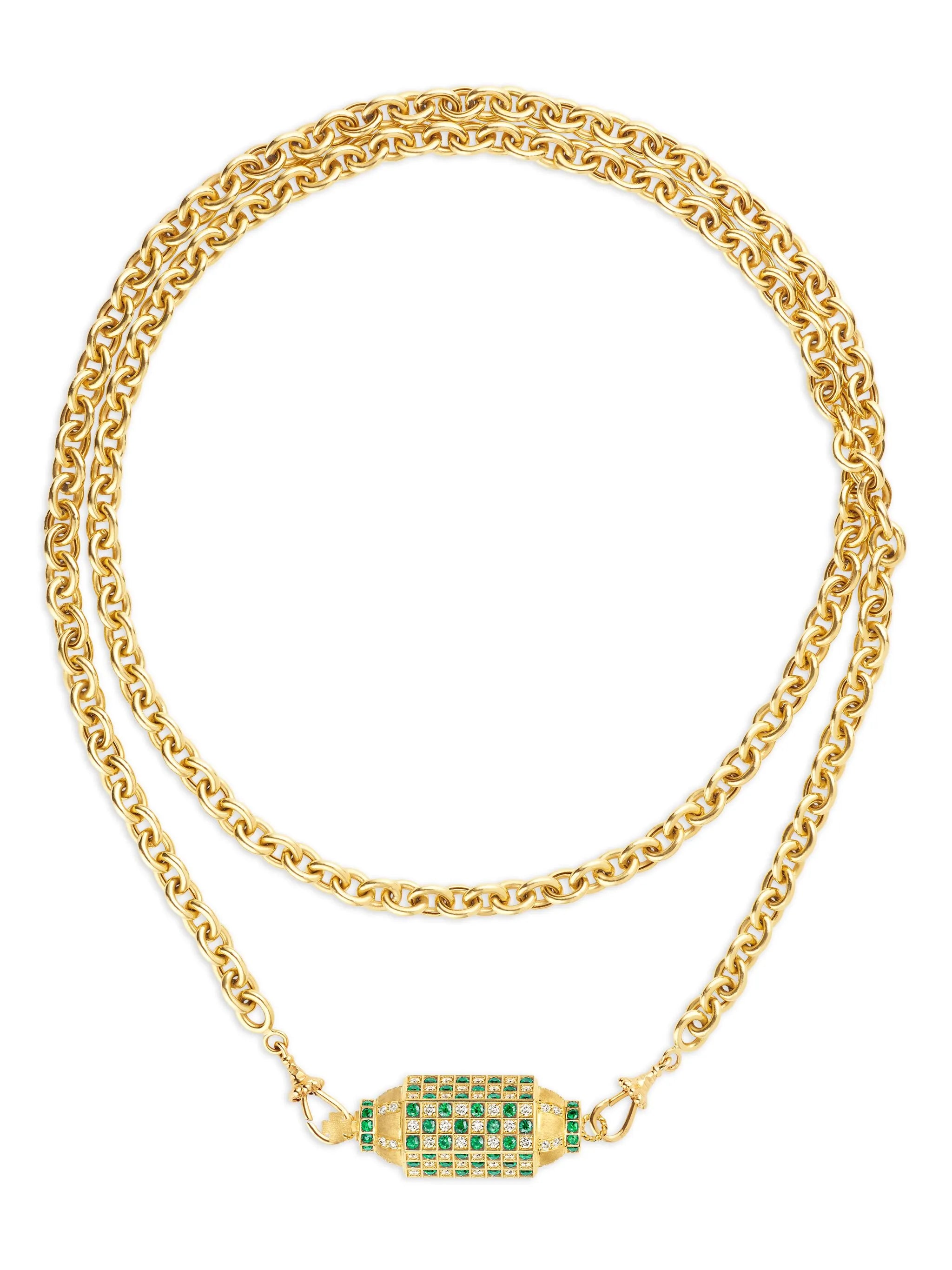 18kt yellow gold Check Locket necklace