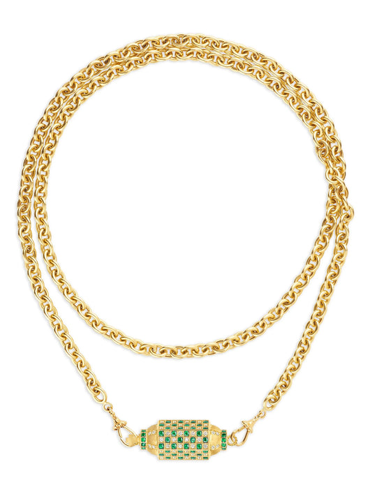 18kt yellow gold Check Locket necklace