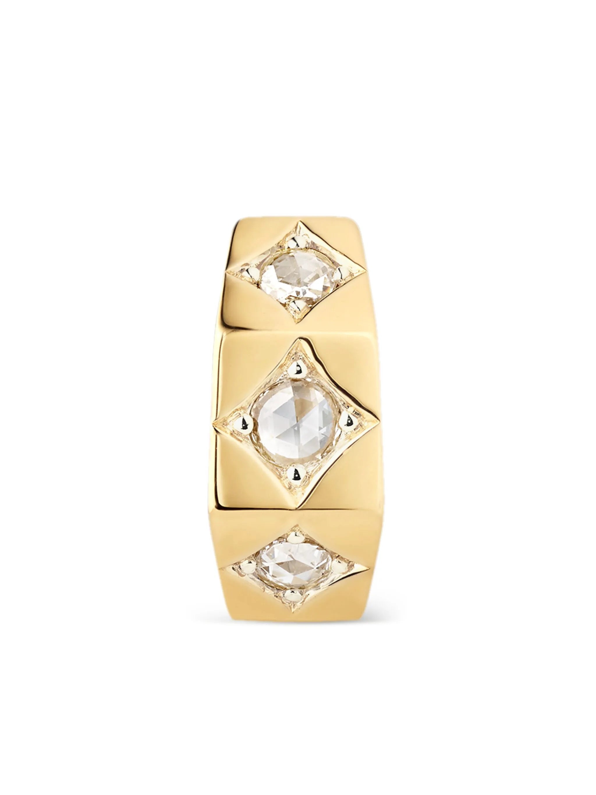18kt yellow gold Ecrou PM diamond hoop earring