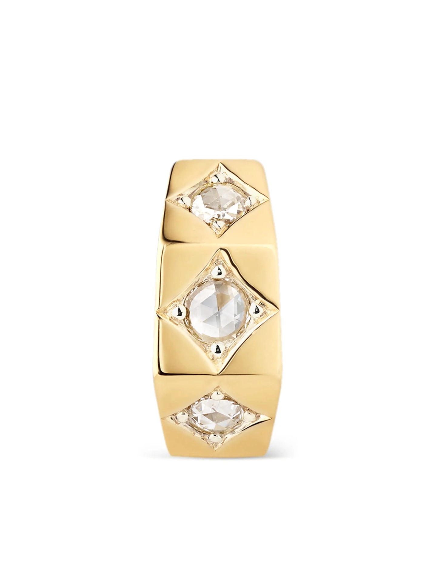 18kt yellow gold Ecrou PM diamond hoop earring