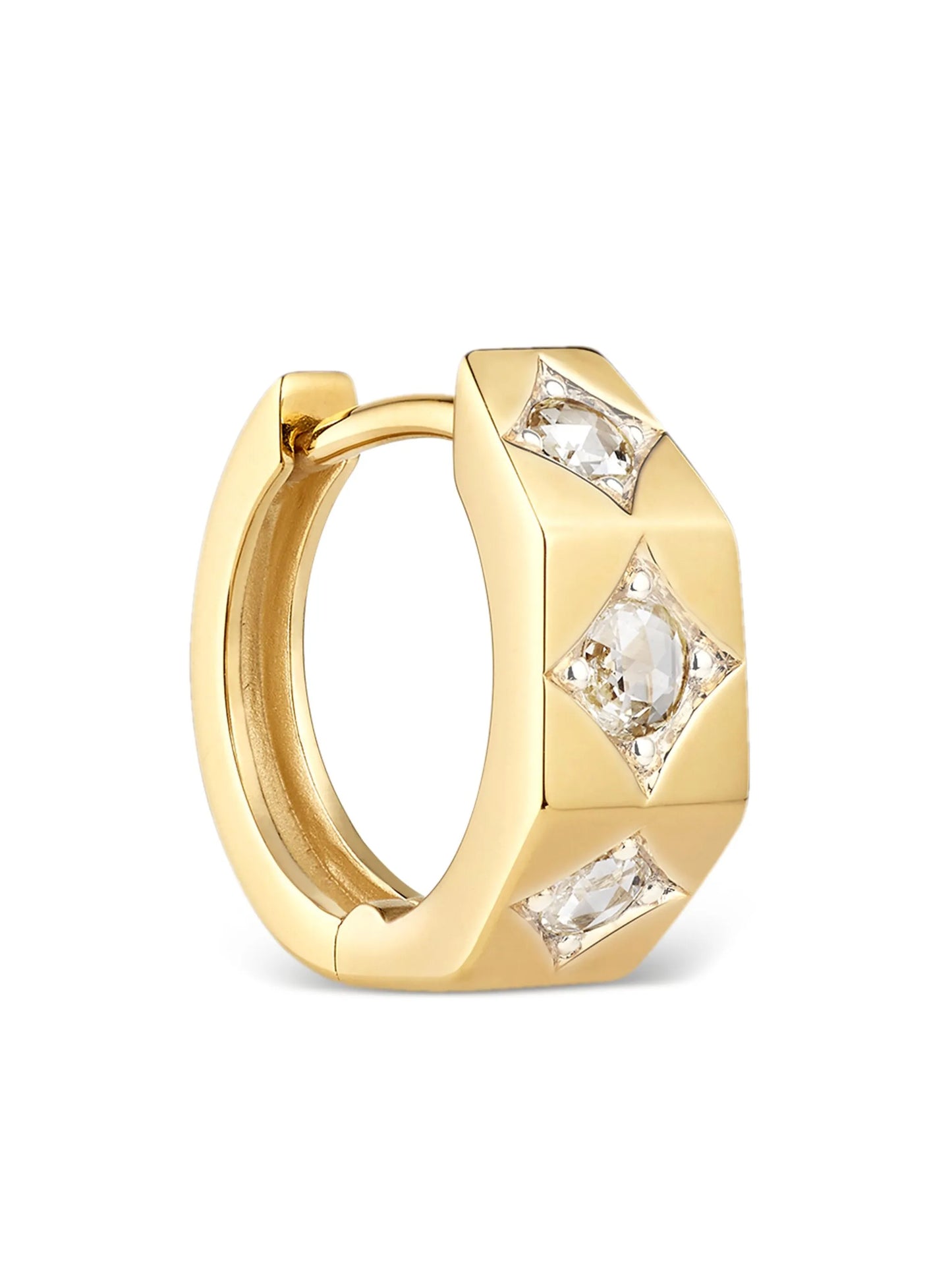 18kt yellow gold Ecrou PM diamond hoop earring