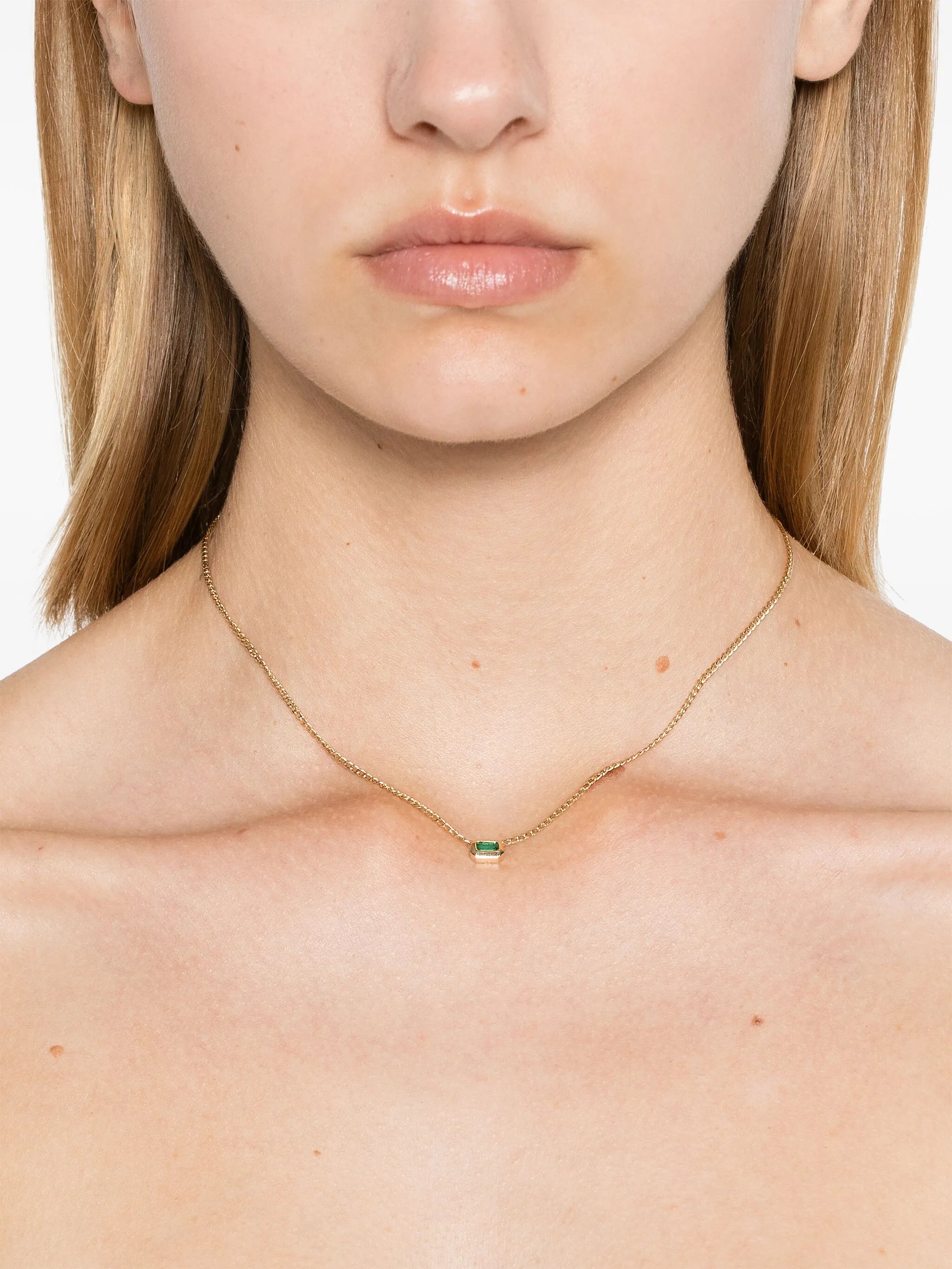 14kt yellow gold emerald necklace