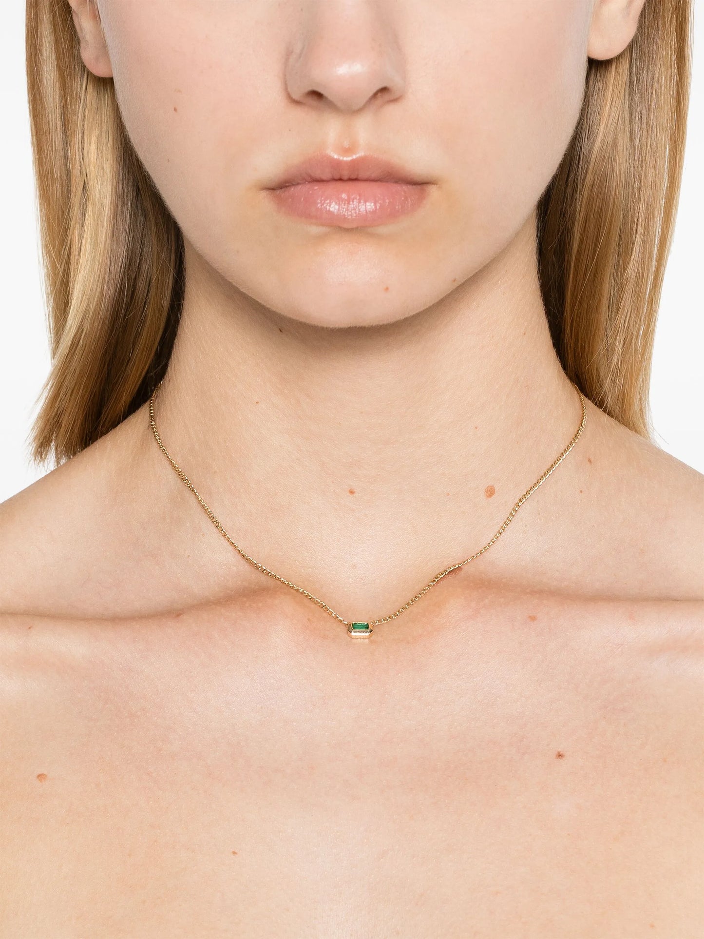 14kt yellow gold emerald necklace