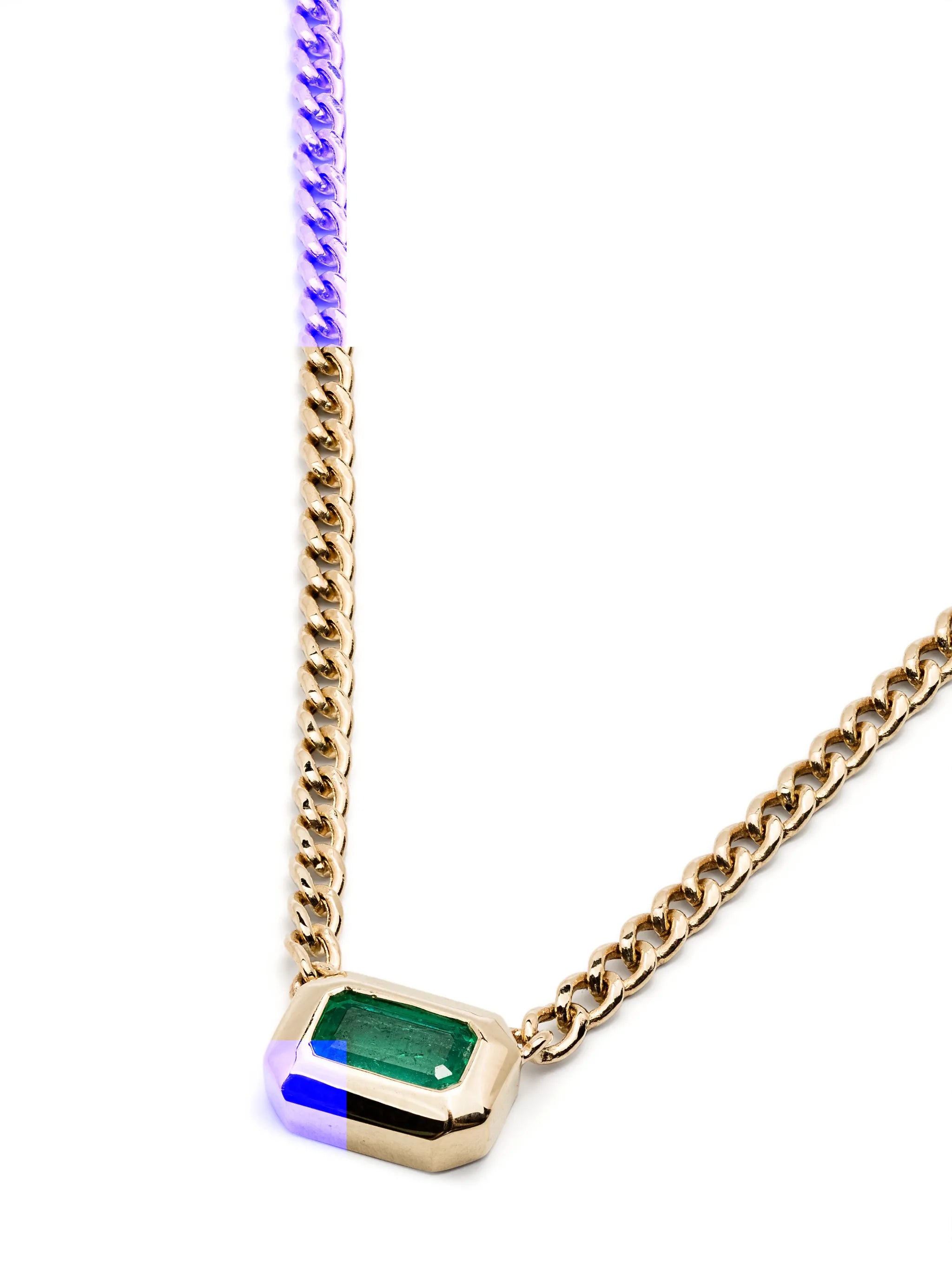 14kt yellow gold emerald necklace