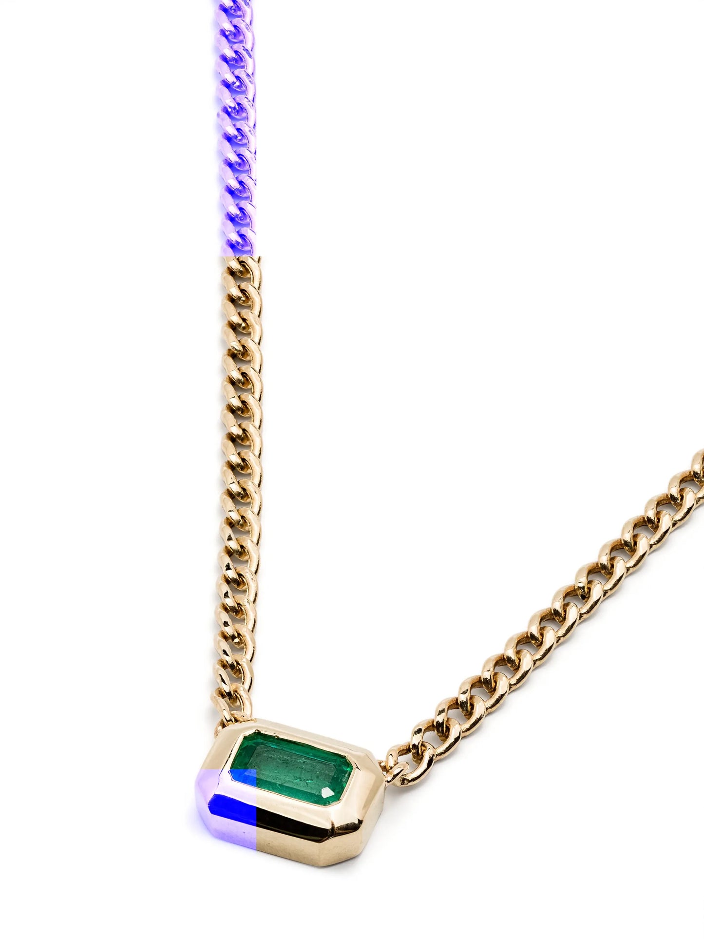 14kt yellow gold emerald necklace