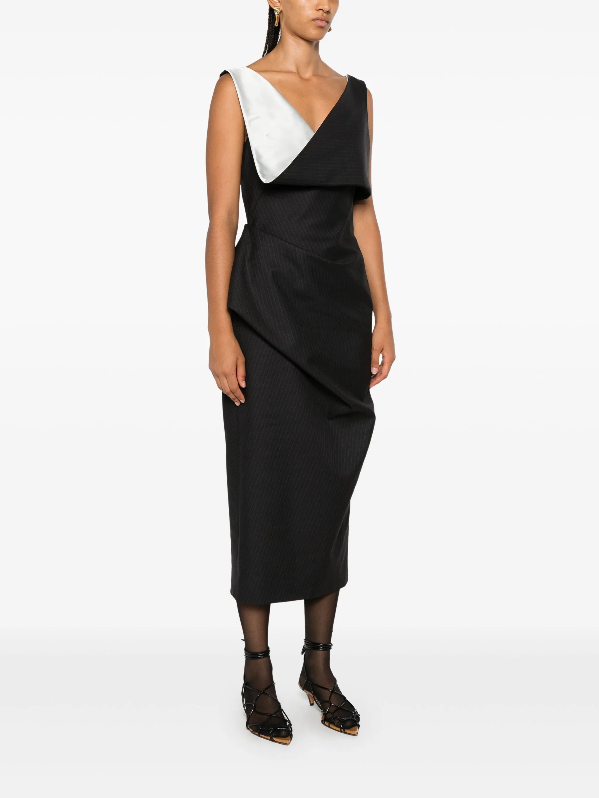 pinstripe midi dress