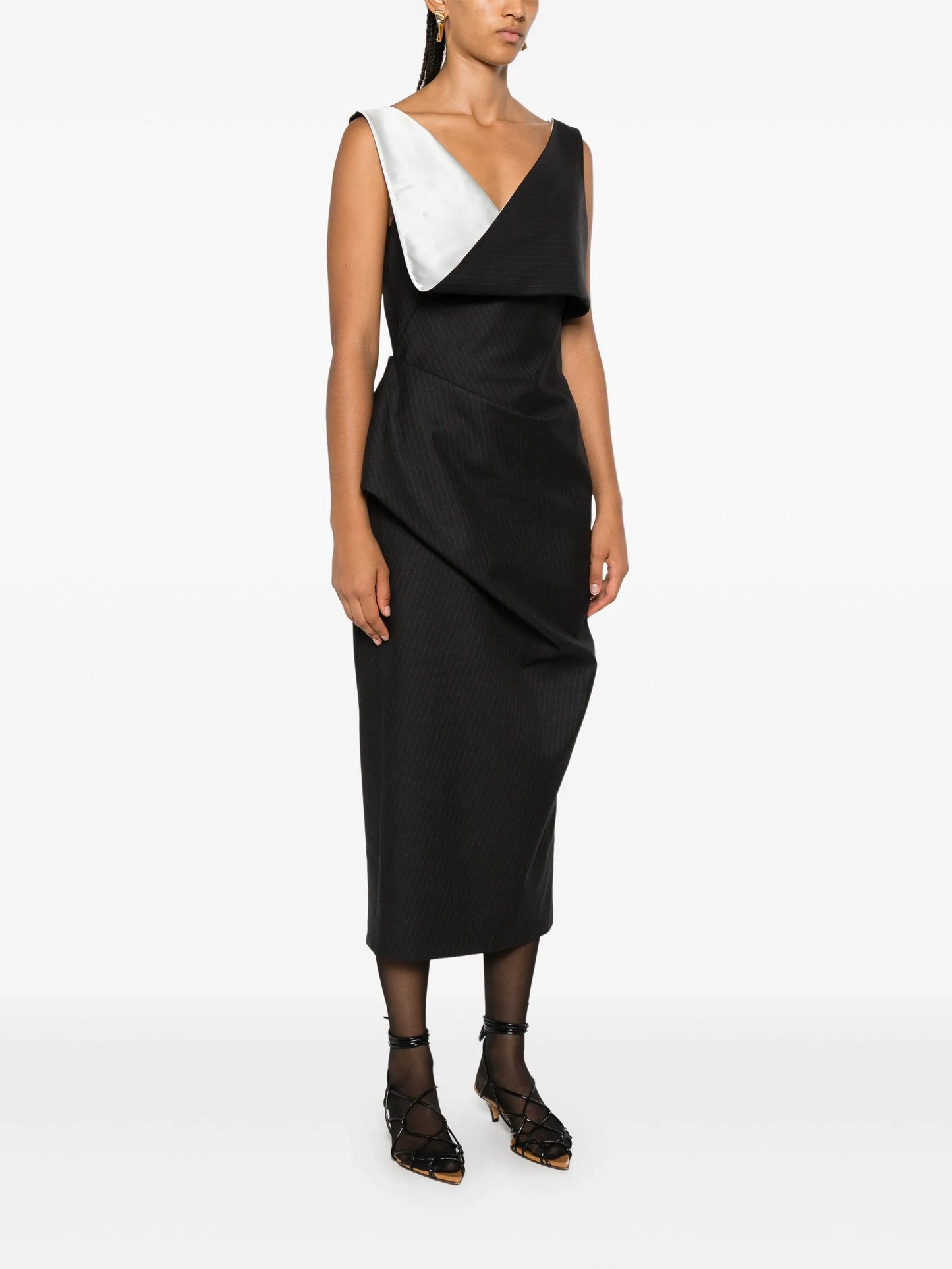pinstripe midi dress