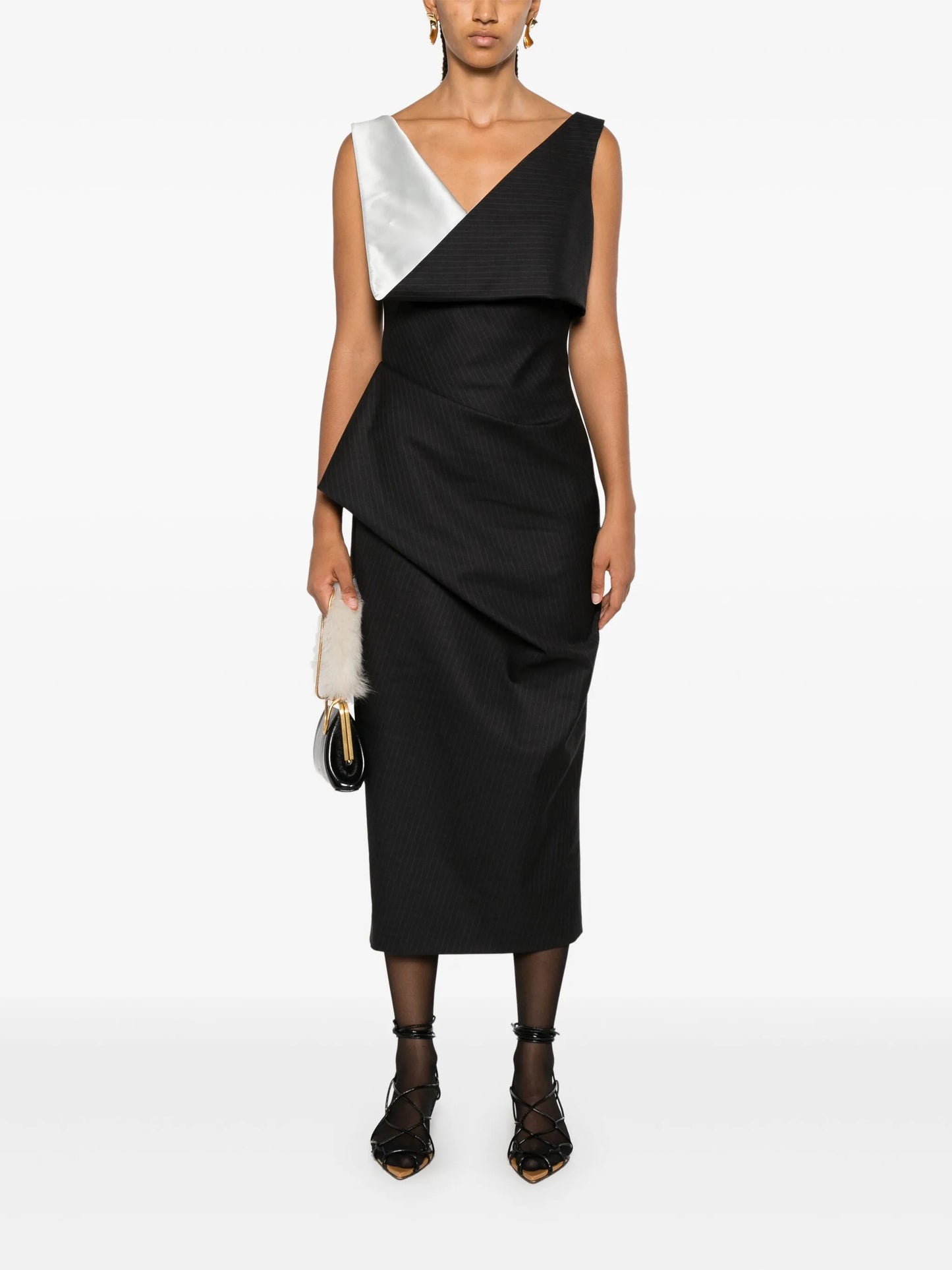 pinstripe midi dress