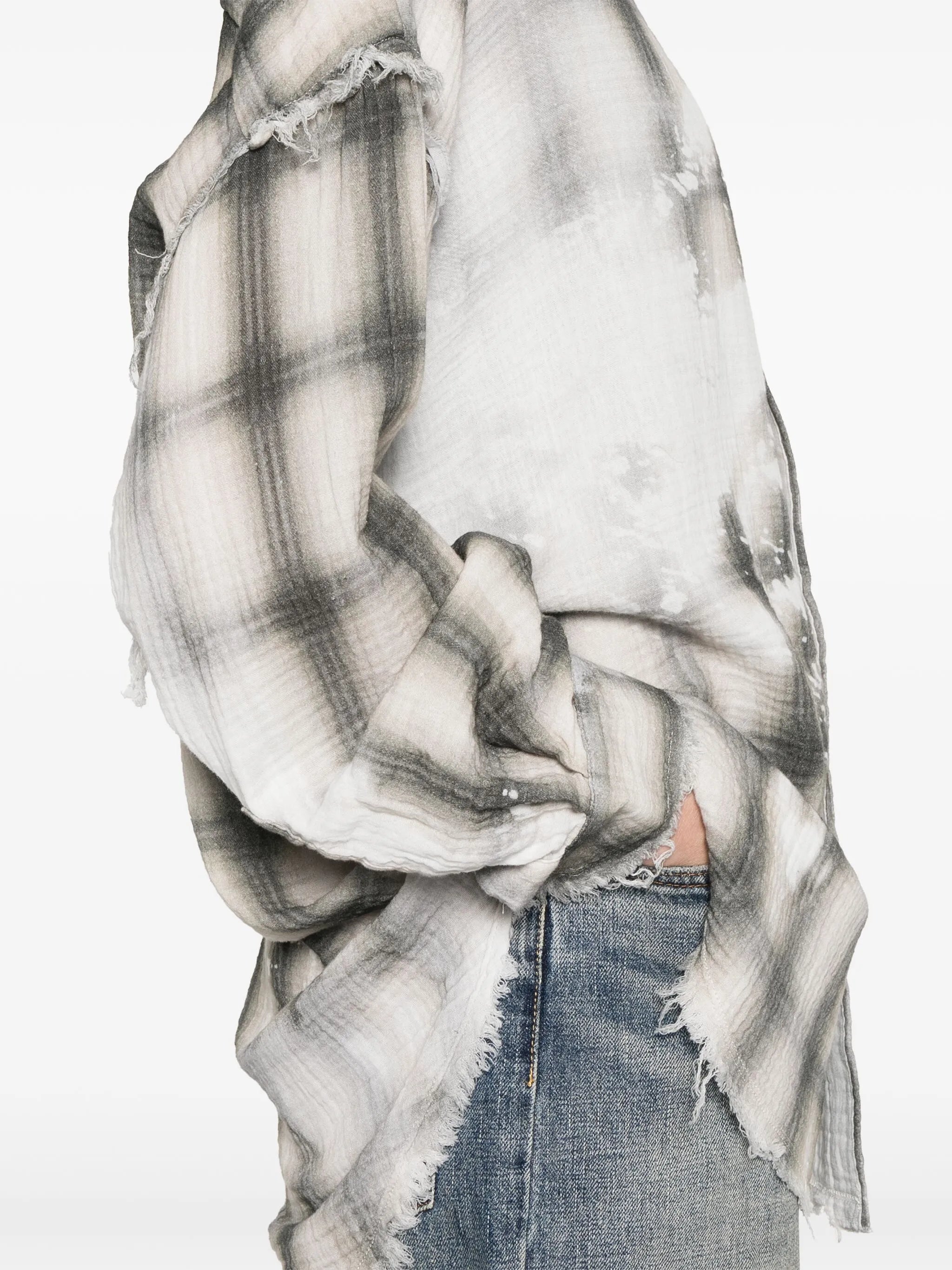 checked frayed shirt