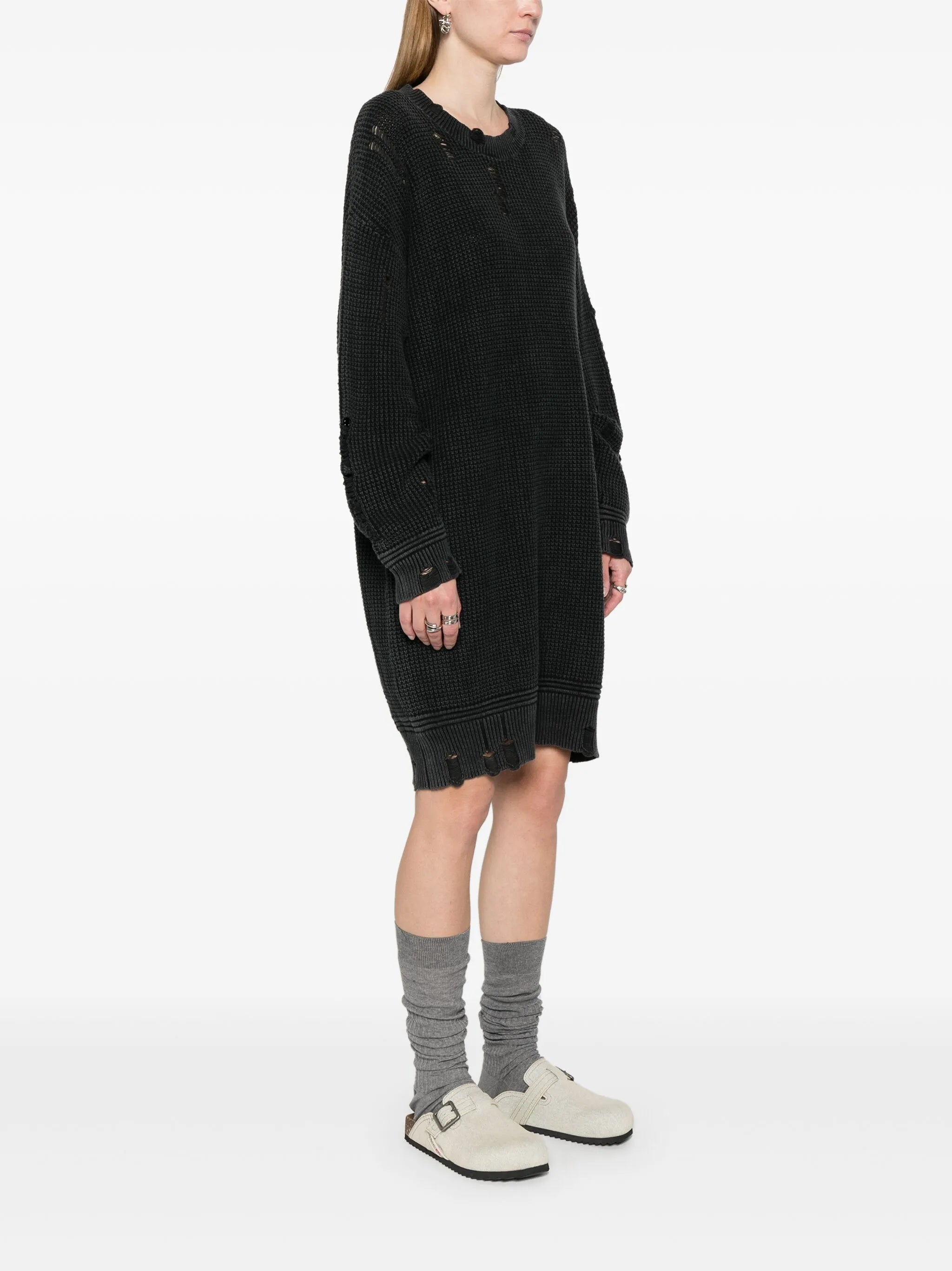 distressed knitted dress