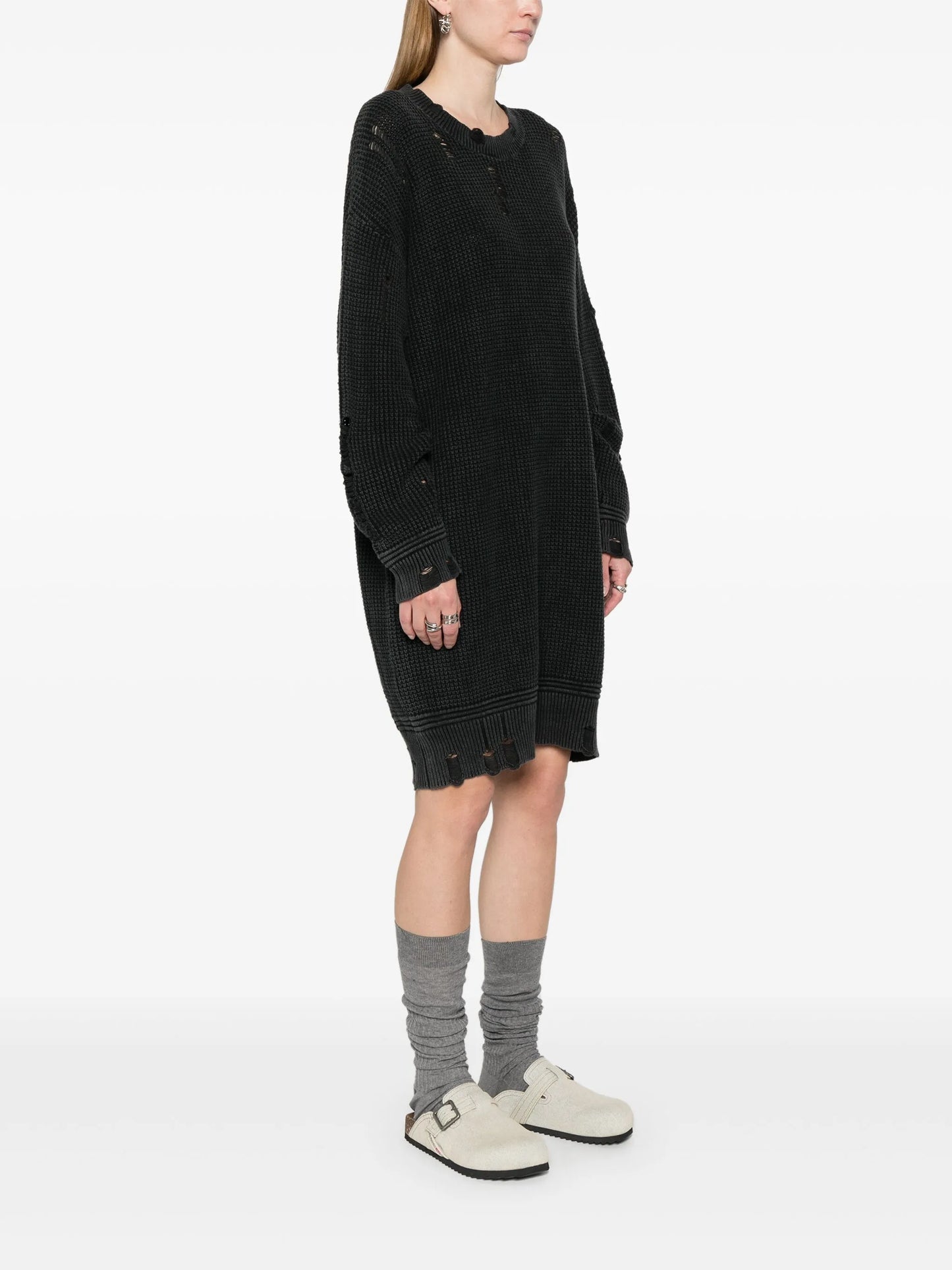 distressed knitted dress
