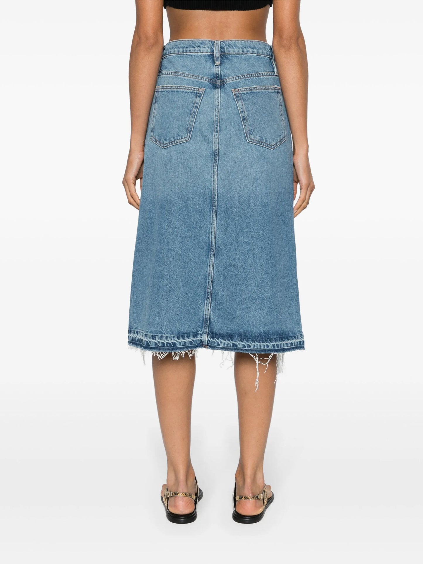 distressed denim skirt