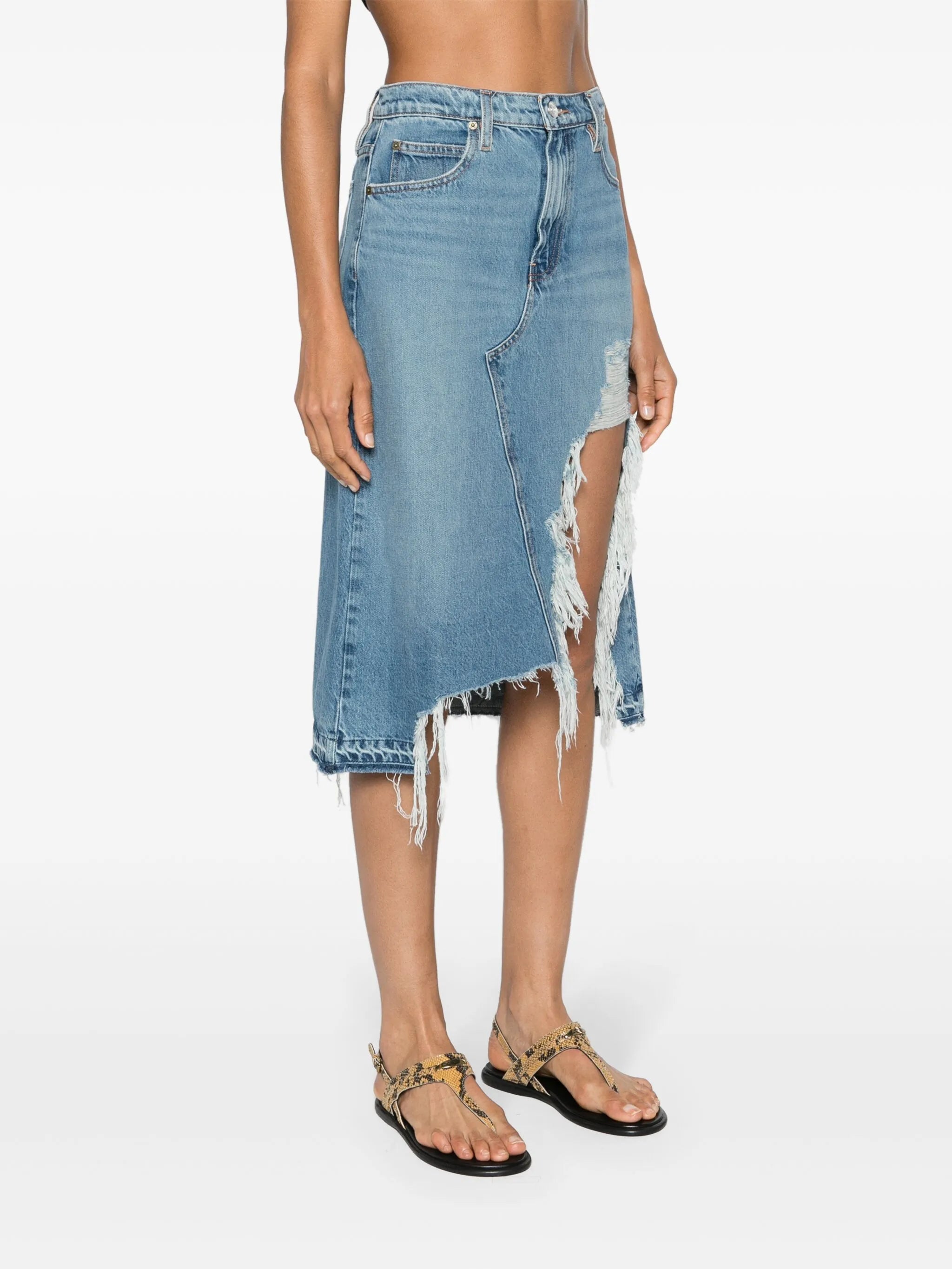 distressed denim skirt