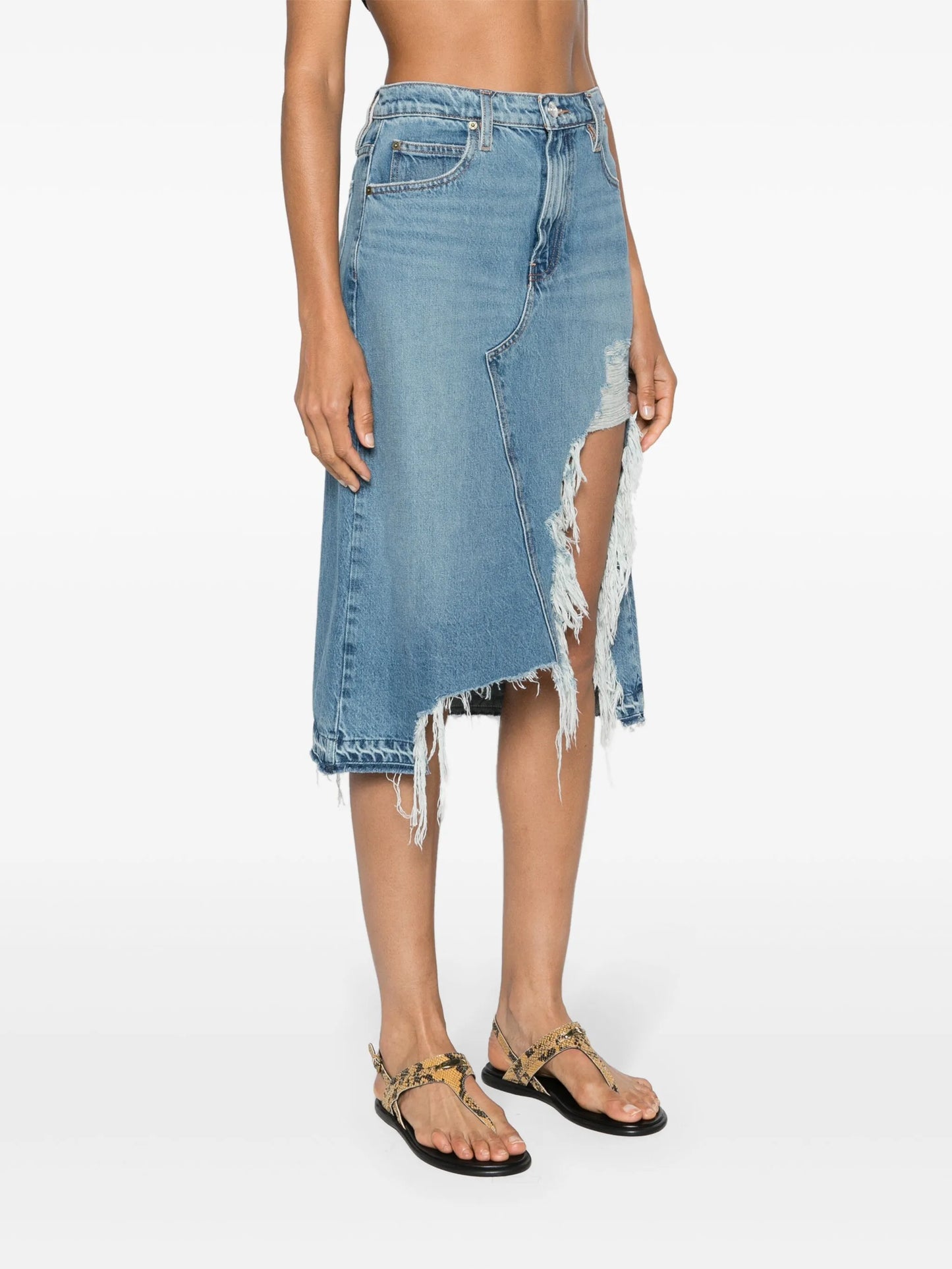 distressed denim skirt