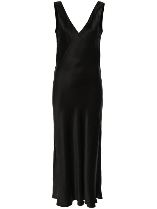 Bordeaux silk maxi dress