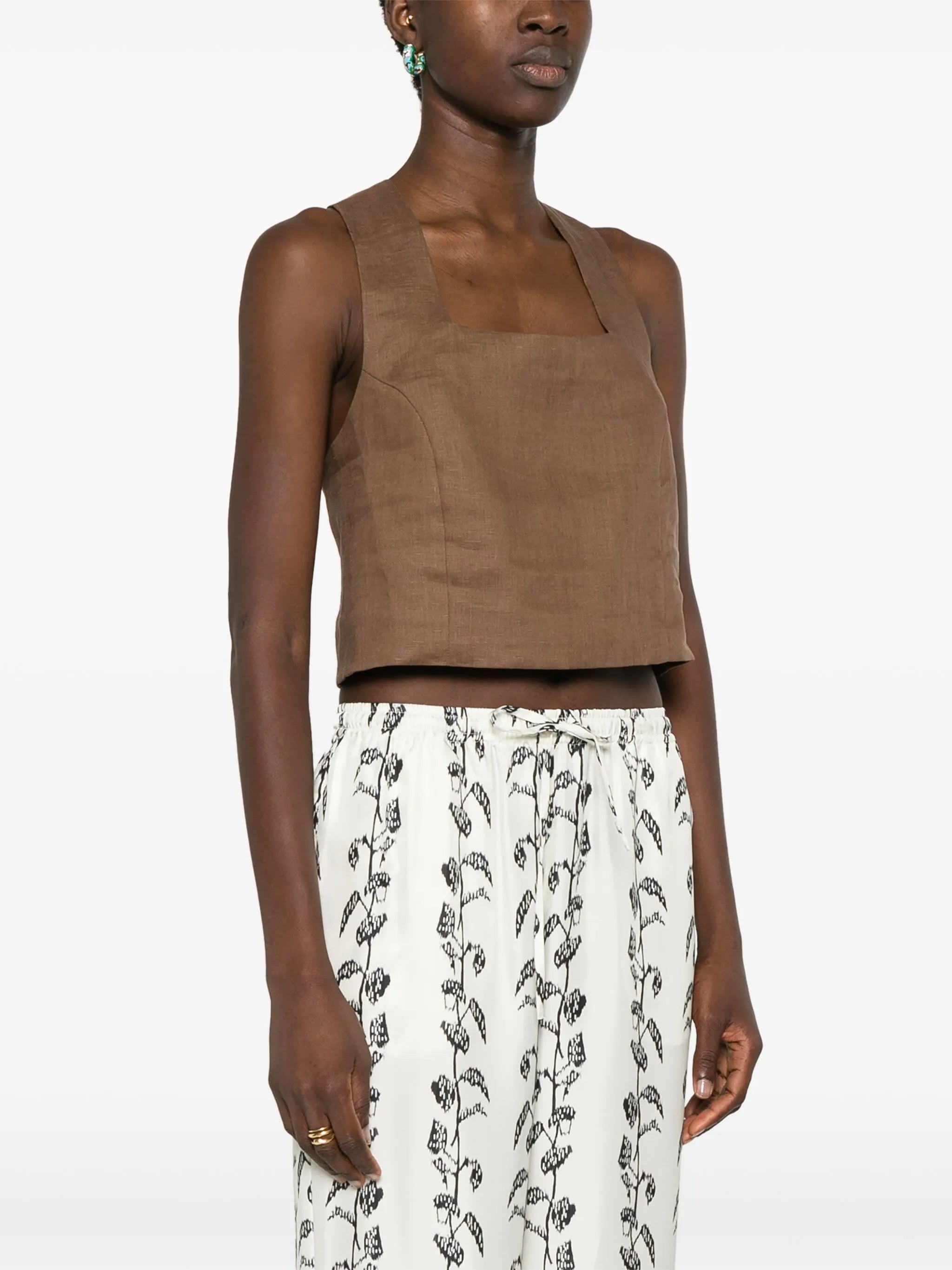 Cozumel linen cropped top