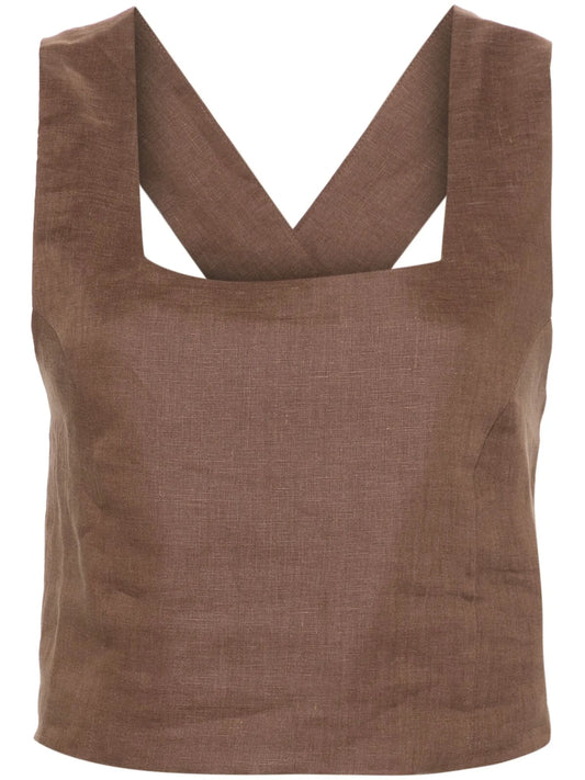 Cozumel linen cropped top