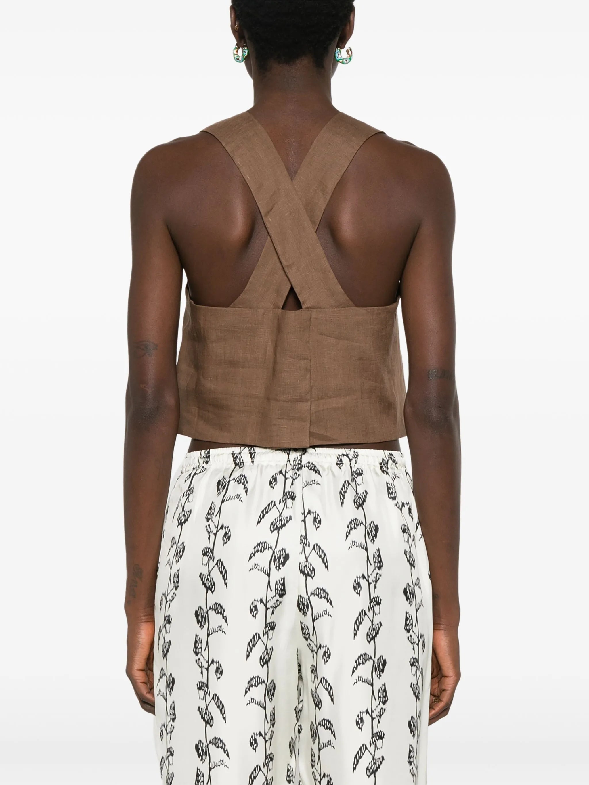 Cozumel linen cropped top