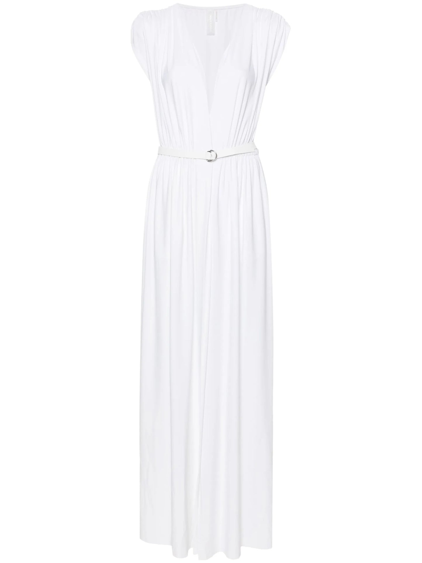 belted gathered maxi dress
