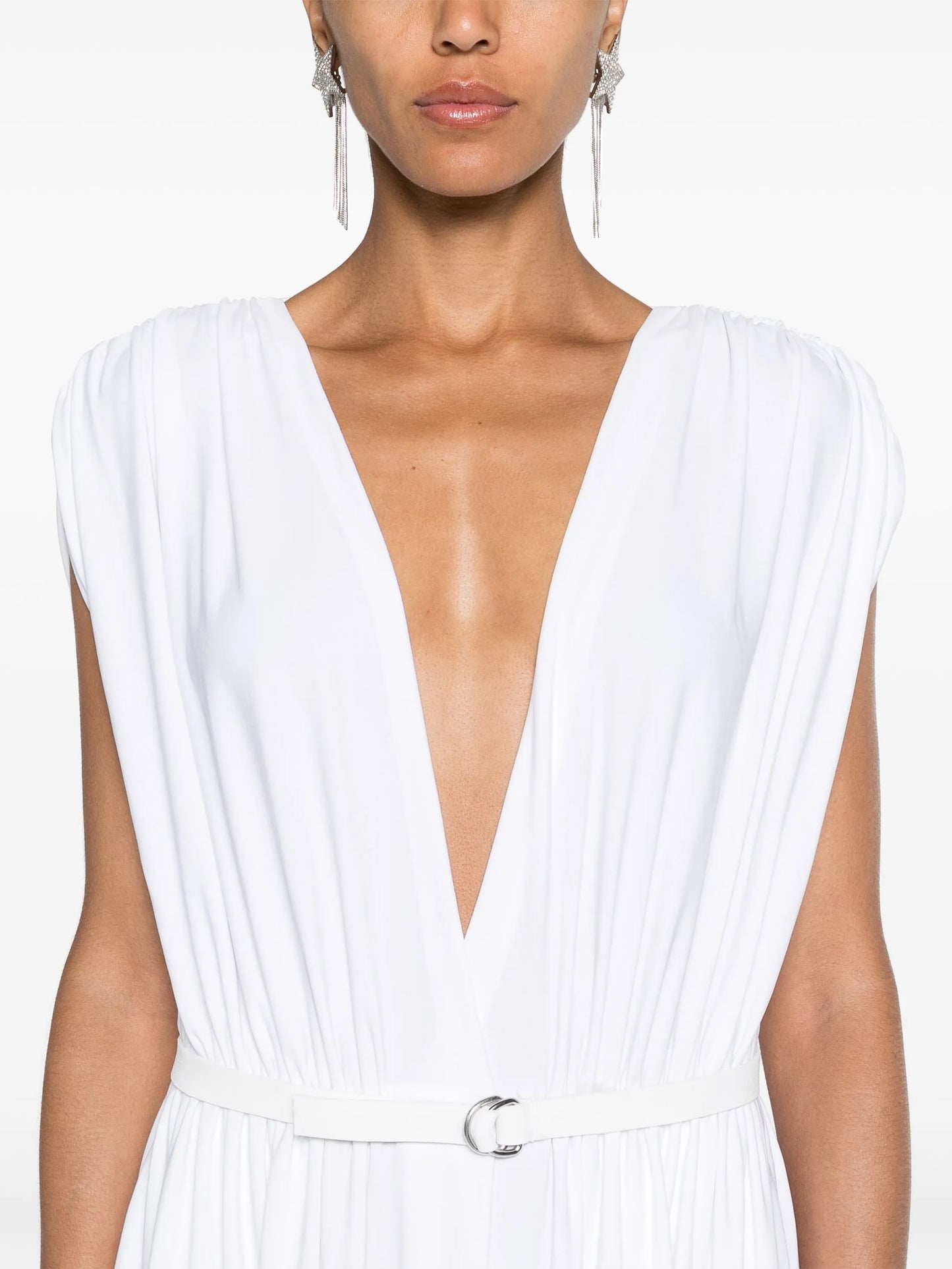 belted gathered maxi dress